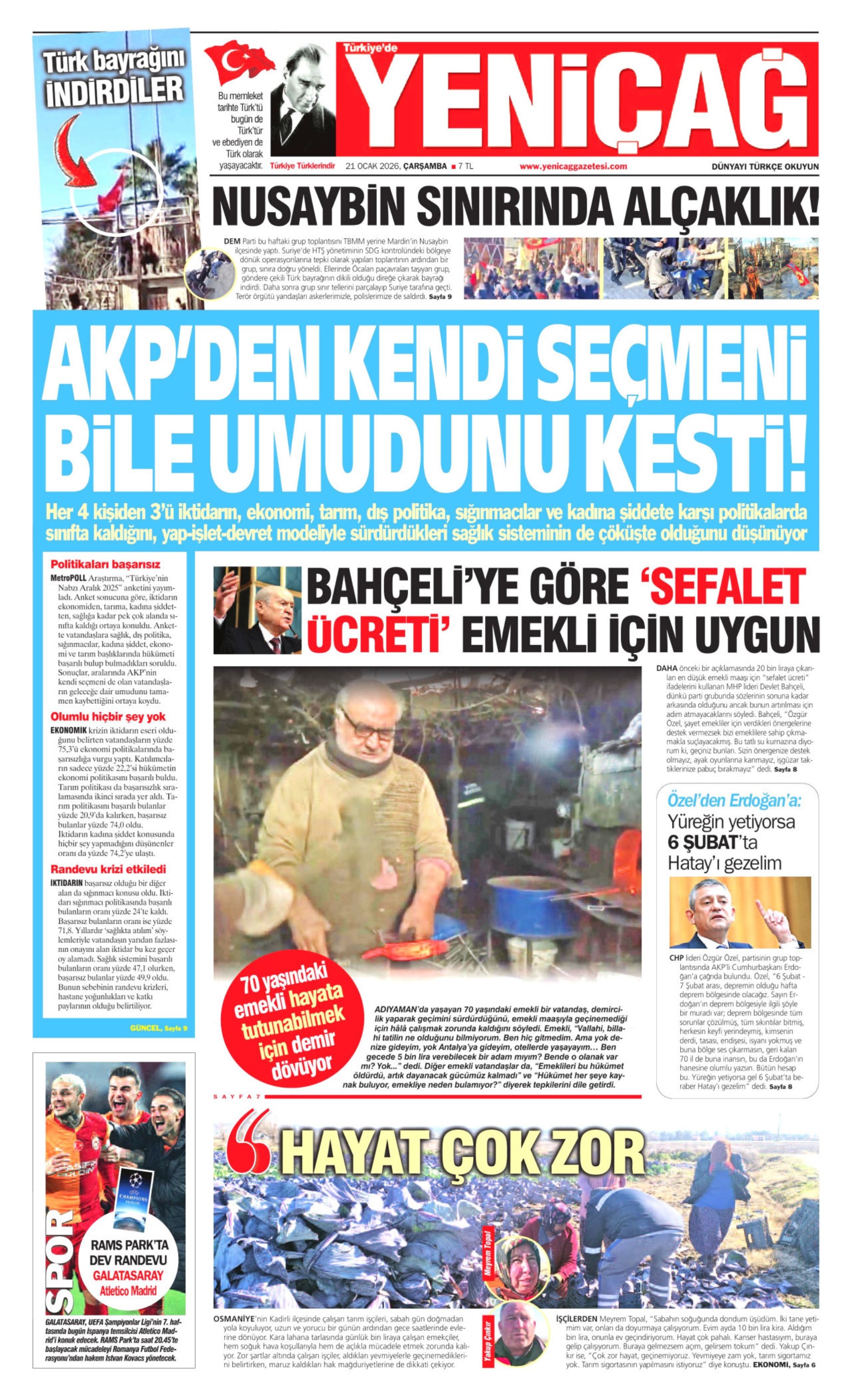 21 Ocak 2026 gazete manşetleri: Gazeteler, Türk Bayrağı'na hain saldırıyı nasıl gördü?