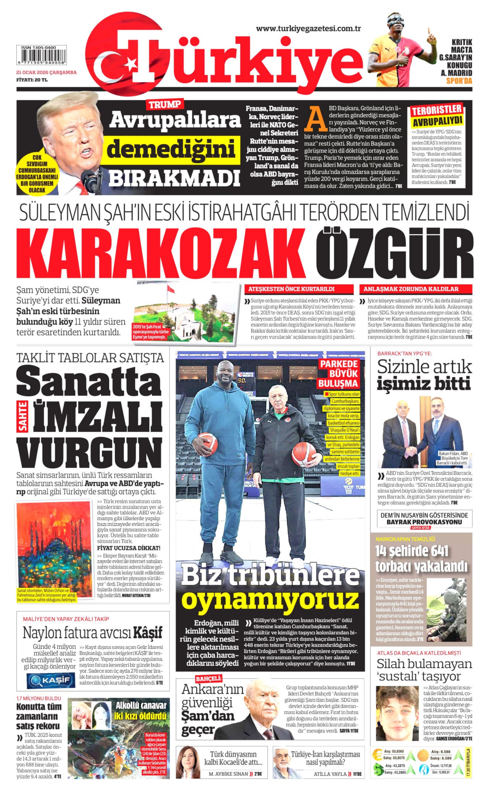 21 Ocak 2026 gazete manşetleri: Gazeteler, Türk Bayrağı'na hain saldırıyı nasıl gördü?