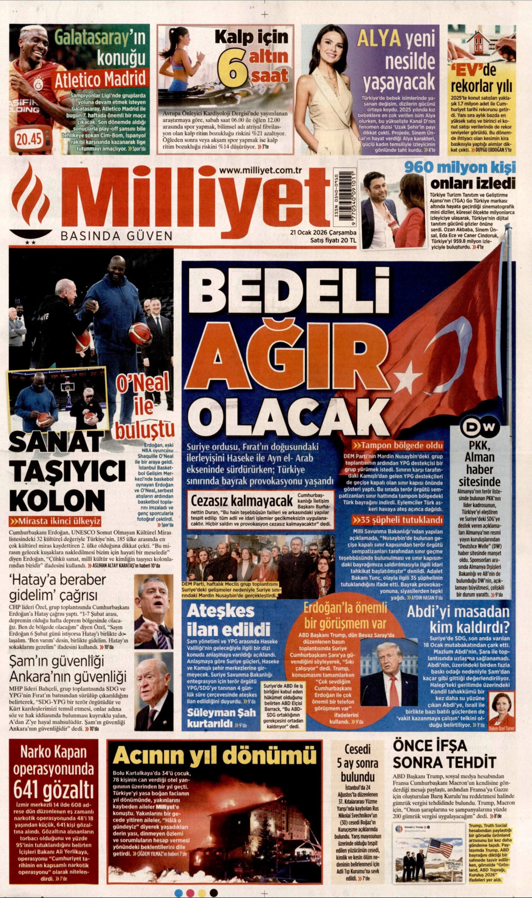 21 Ocak 2026 gazete manşetleri: Gazeteler, Türk Bayrağı'na hain saldırıyı nasıl gördü?