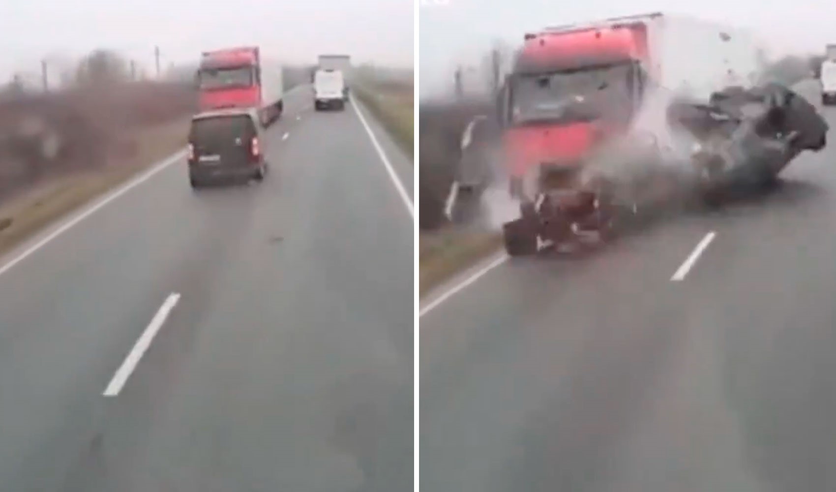 PAOK taraftarını taşıyan minibüs TIR'la çarpıştı!