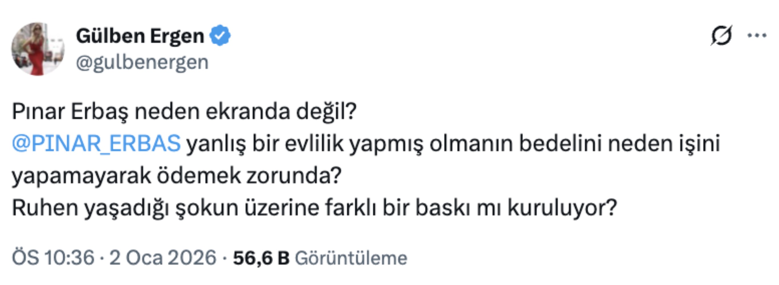 Gülben Ergen'den dikkat çeken Pınar Erbaş sorusu! 'Yanlış bir evlilik yapmış olmanın...'