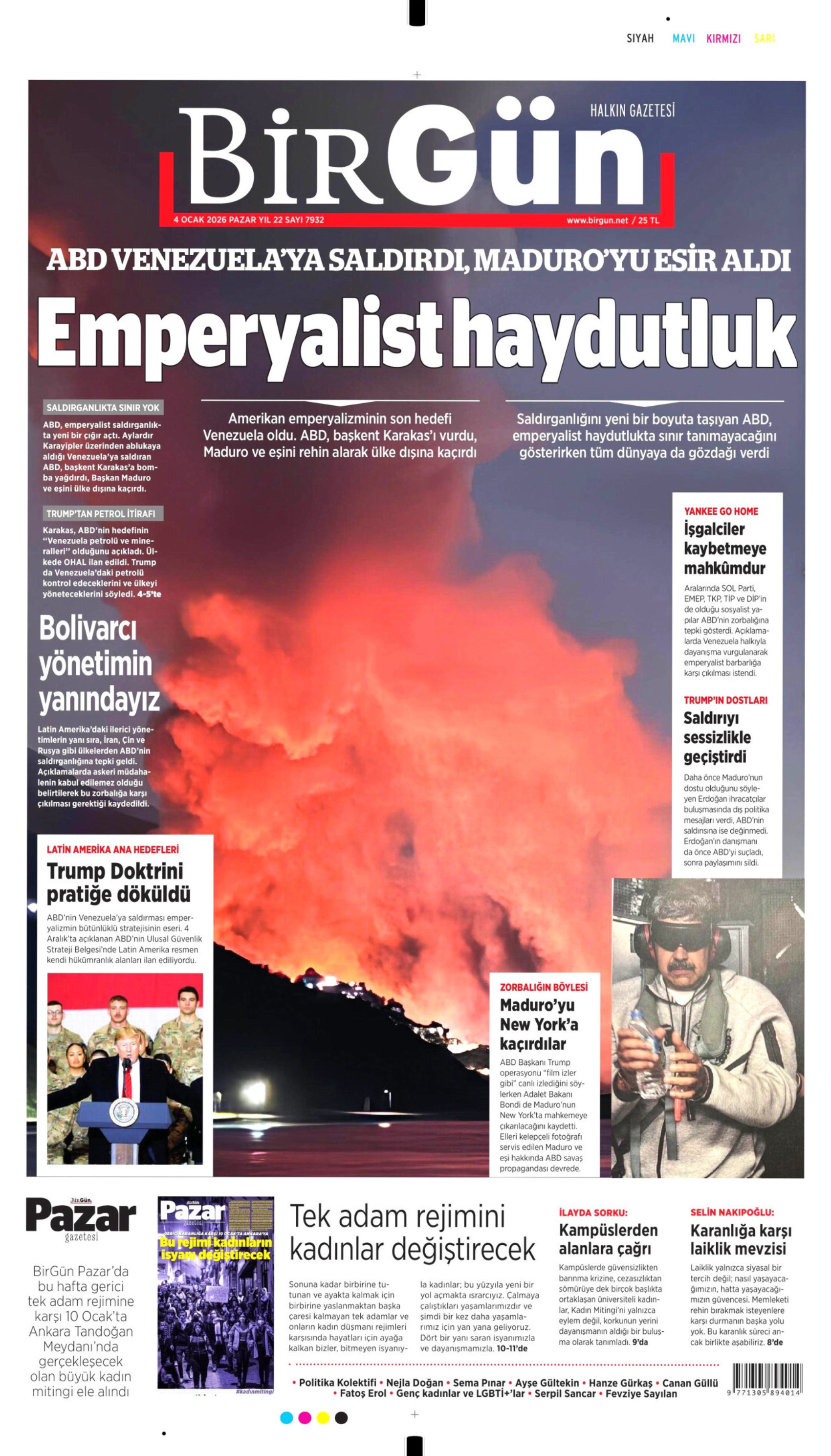 4 Ocak 2026 gazete manşetleri: Gazeteler, ABD'nin Venezuela'ya saldırısını ve Maduro'yu kaçırmasını nasıl gördü?