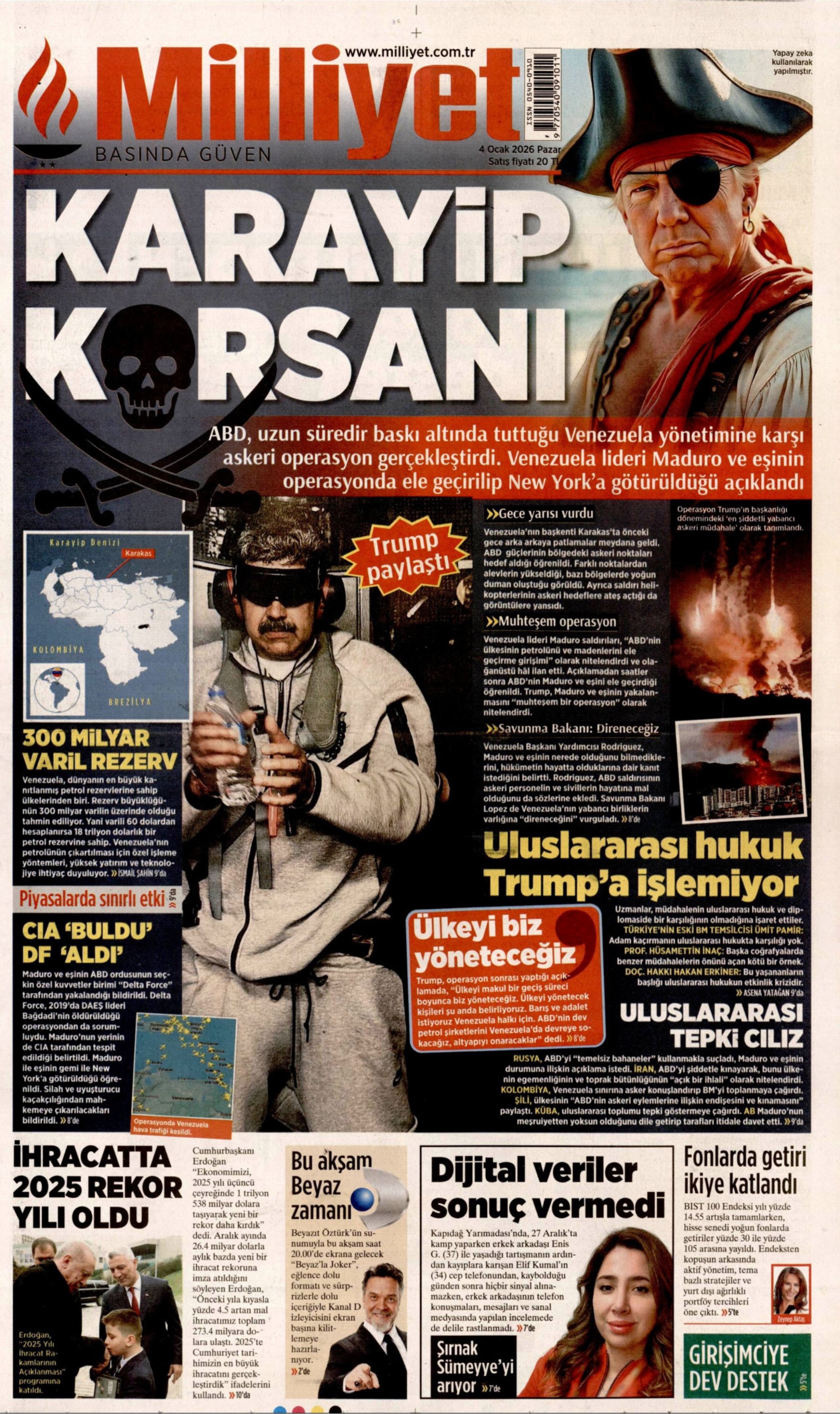 4 Ocak 2026 gazete manşetleri: Gazeteler, ABD'nin Venezuela'ya saldırısını ve Maduro'yu kaçırmasını nasıl gördü?
