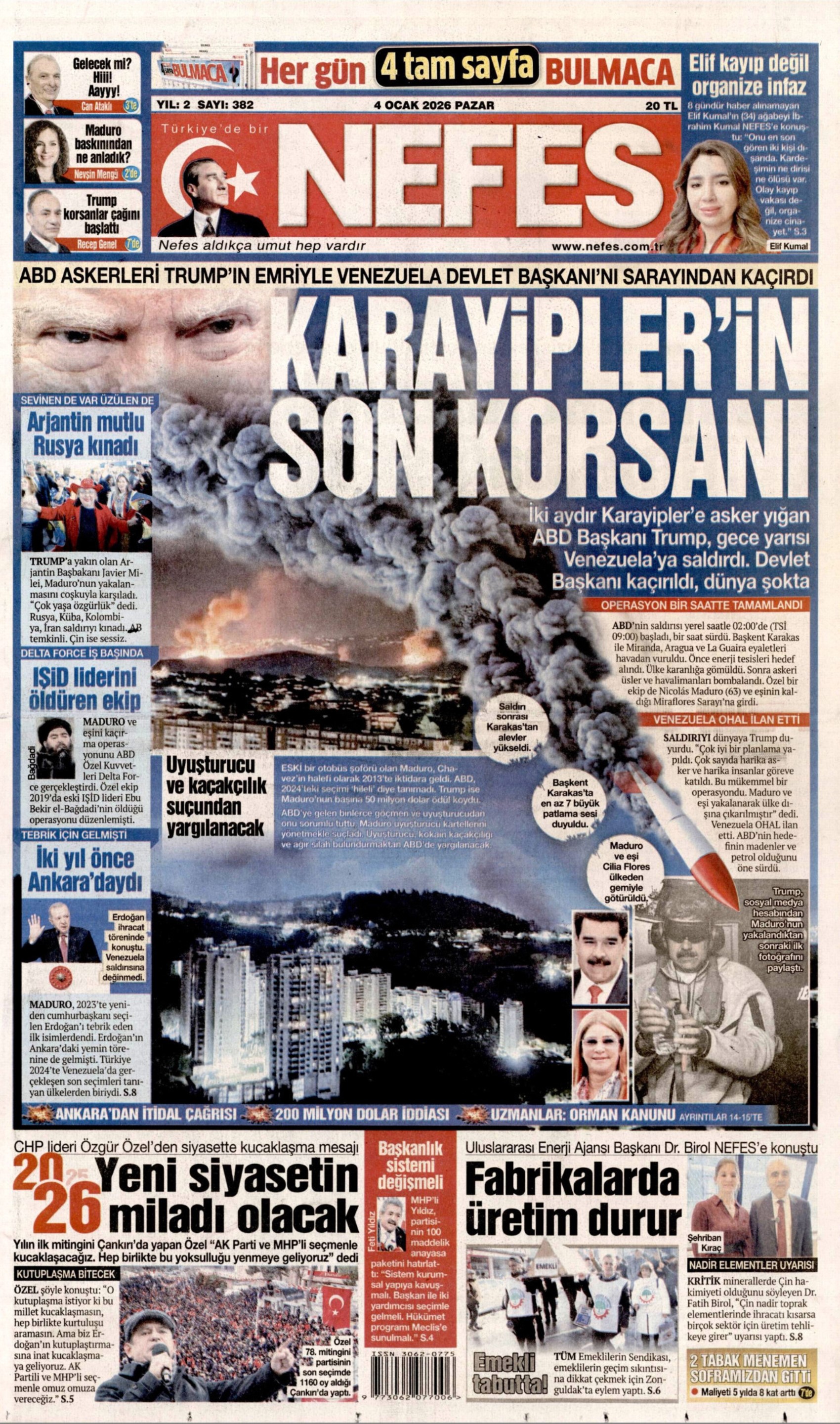 4 Ocak 2026 gazete manşetleri: Gazeteler, ABD'nin Venezuela'ya saldırısını ve Maduro'yu kaçırmasını nasıl gördü?