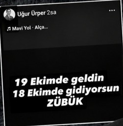 Uğur Ürper’in sosyal medya hesabından yapılan ve “Zübük” ifadesinin yer aldığı paylaşım.