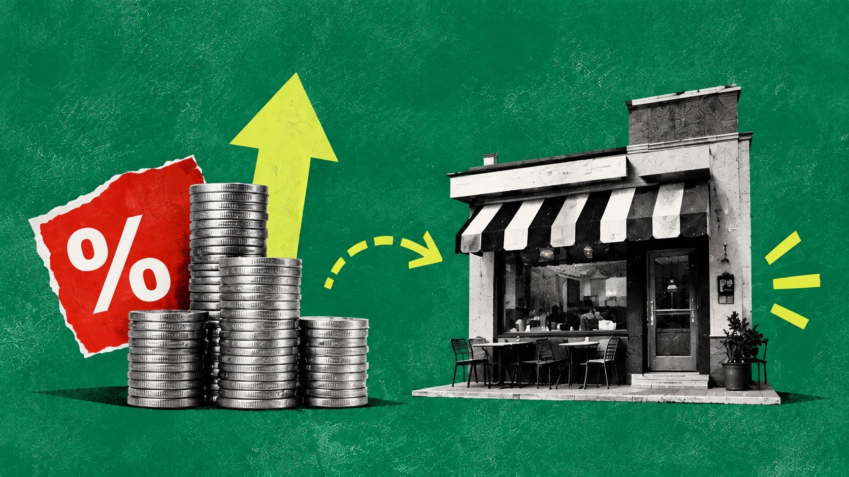 Komisyon oranı, para yığınları ve restoran görseliyle yemek siparişi maliyetlerini anlatan illüstrasyon.