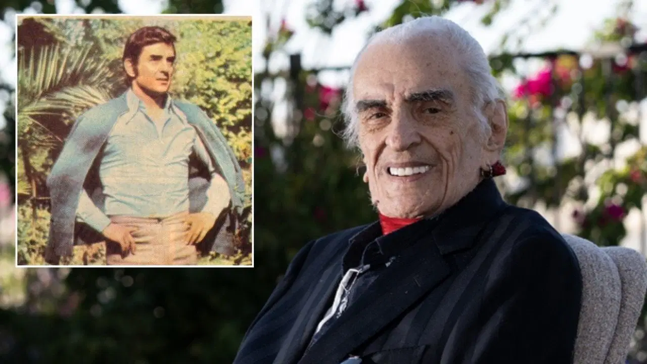 Une image combinant une photo d'Alpay dans sa jeunesse et un portrait pris à un âge avancé.