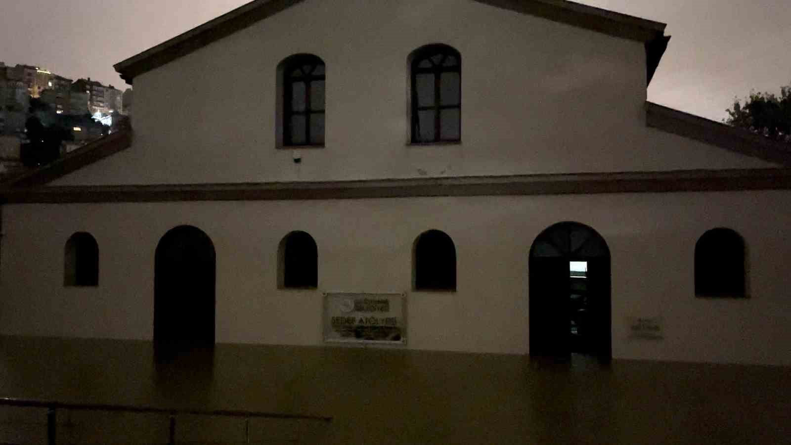 The exterior of the structures in Sadabad Garden submerged after the downpour.