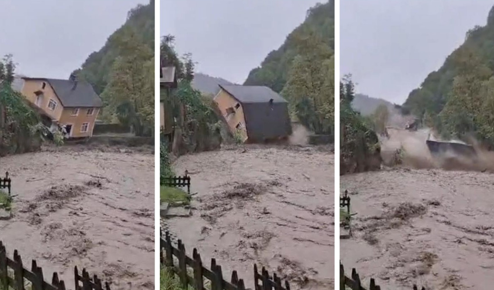 Two-story villa by the creek in Sapanca collapses! The moment caught on camera