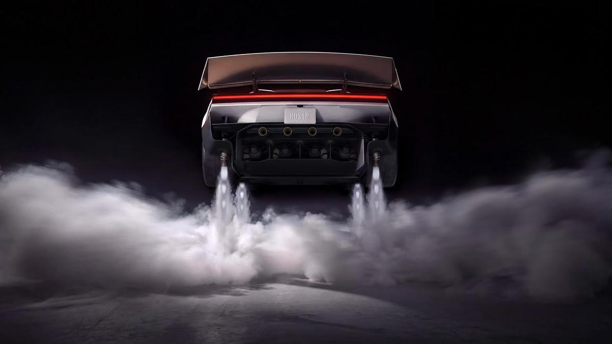 Immagine promozionale che mostra il momento del decollo della nuova Tesla Roadster con i fumi dei propulsori che escono dalla parte posteriore.