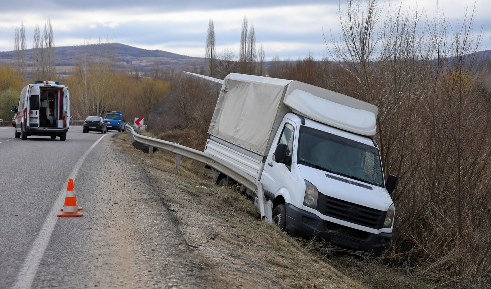 Light commercial vehicle overturns into a ditch in Sivas: 5 injured, 3 in critical condition