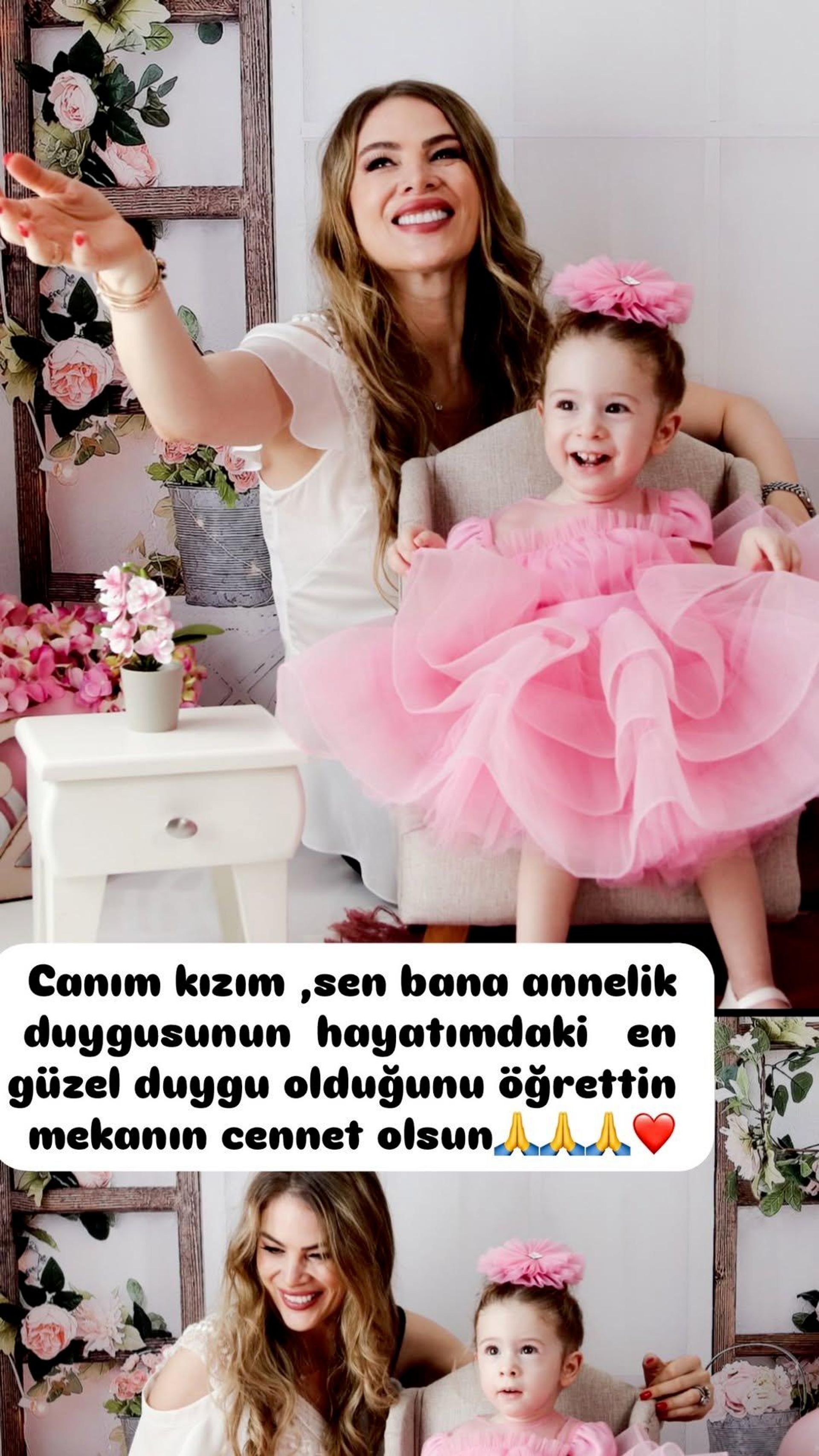 Fatoş Seğmen'in kızı Alya ile yer aldığı sosyal medya paylaşımı.