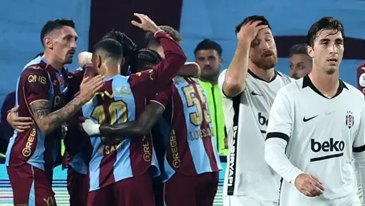 Trabzonsporlu futbolcuların sevinci ve Beşiktaşlı oyuncuların maç anındaki görüntüsü.