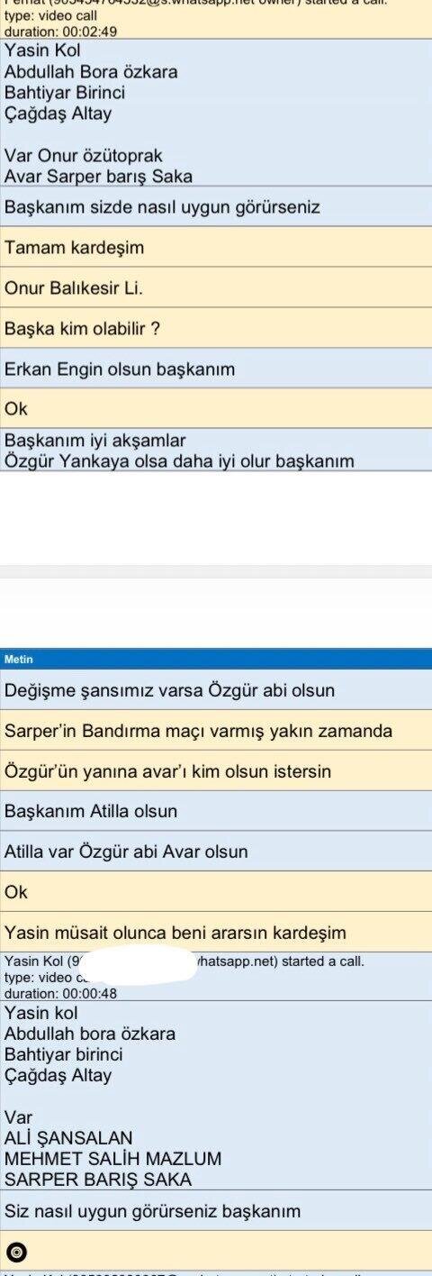 Screenshot of the messaging containing names related to referee, VAR, and AVAR assignments.