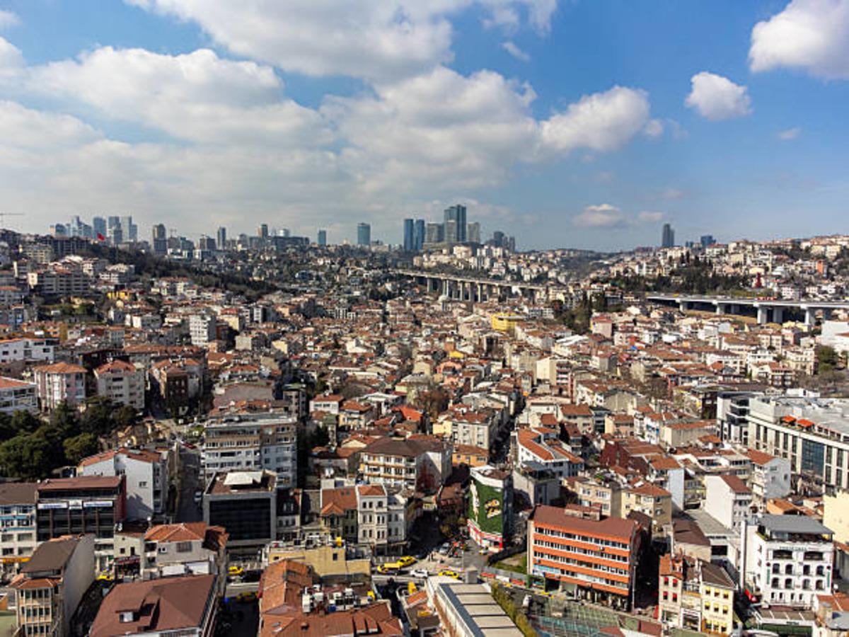 Dense residential areas and city skyline in Istanbul.