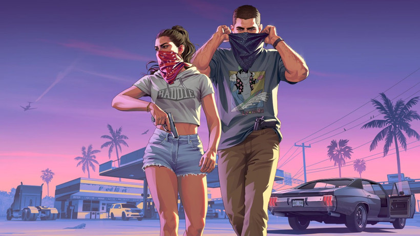 GTA 6 görselinde iki karakter yüzlerini bandanayla kapatırken görülüyor.