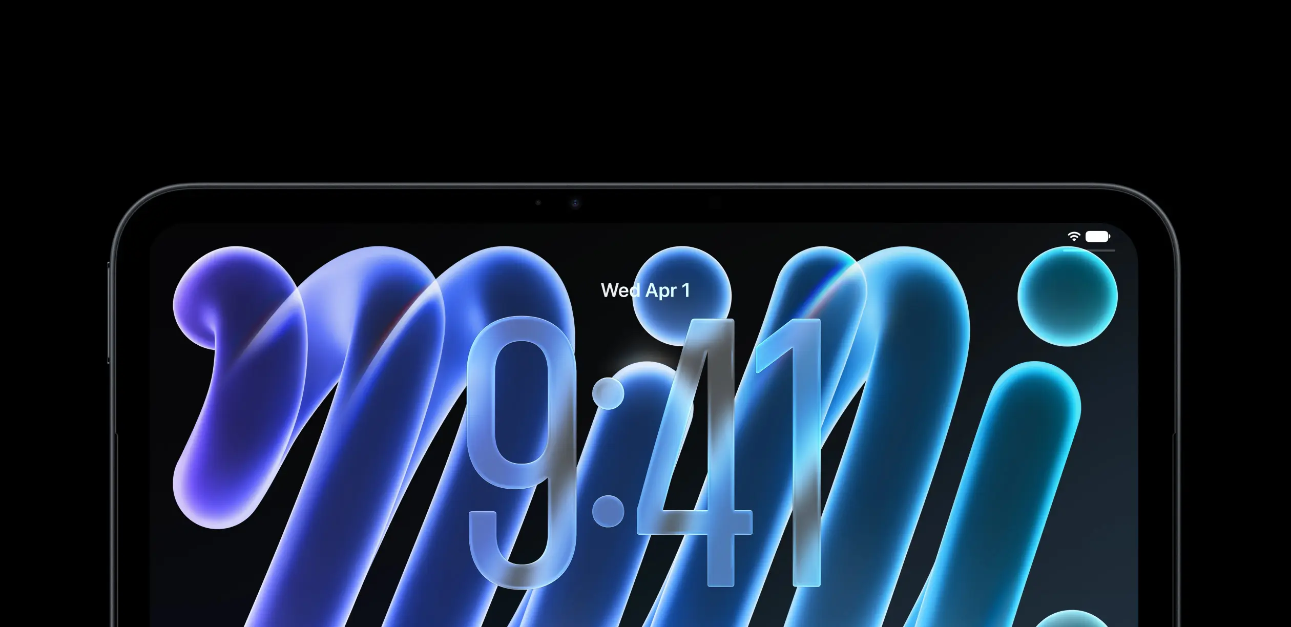 Close-up view of the new iPad mini screen and front camera position.