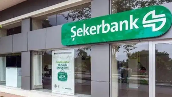 Şekerbank şubesinin dış cephe görüntüsü.