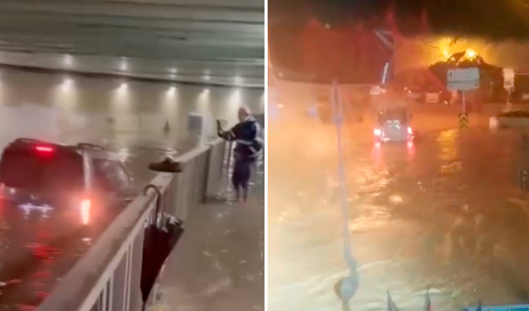 Un passage souterrain inondé à Pendik, un père et sa fille bloqués dans leur véhicule