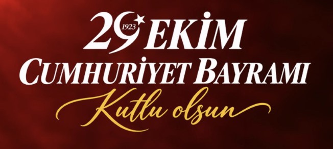 Visual with the text 'Happy October 29 Republic Day' on a red background