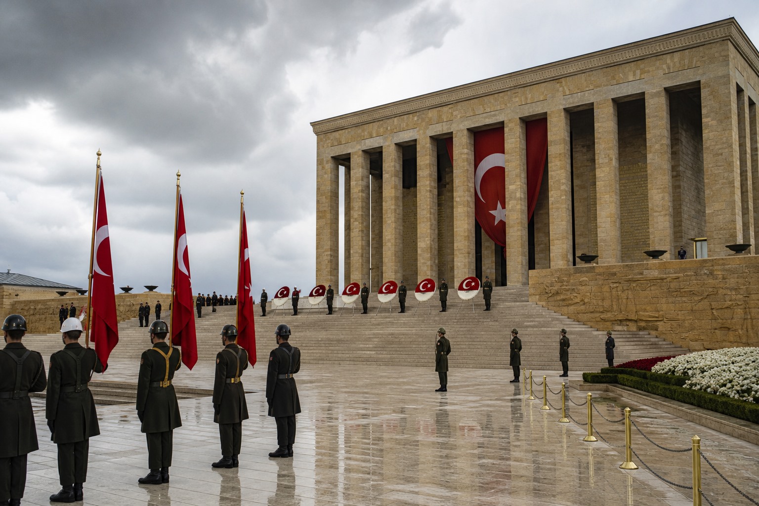 Anıtkabir’de Cumhuriyet Bayramı törenini temsil eden sembolik ve editoryal görsel.