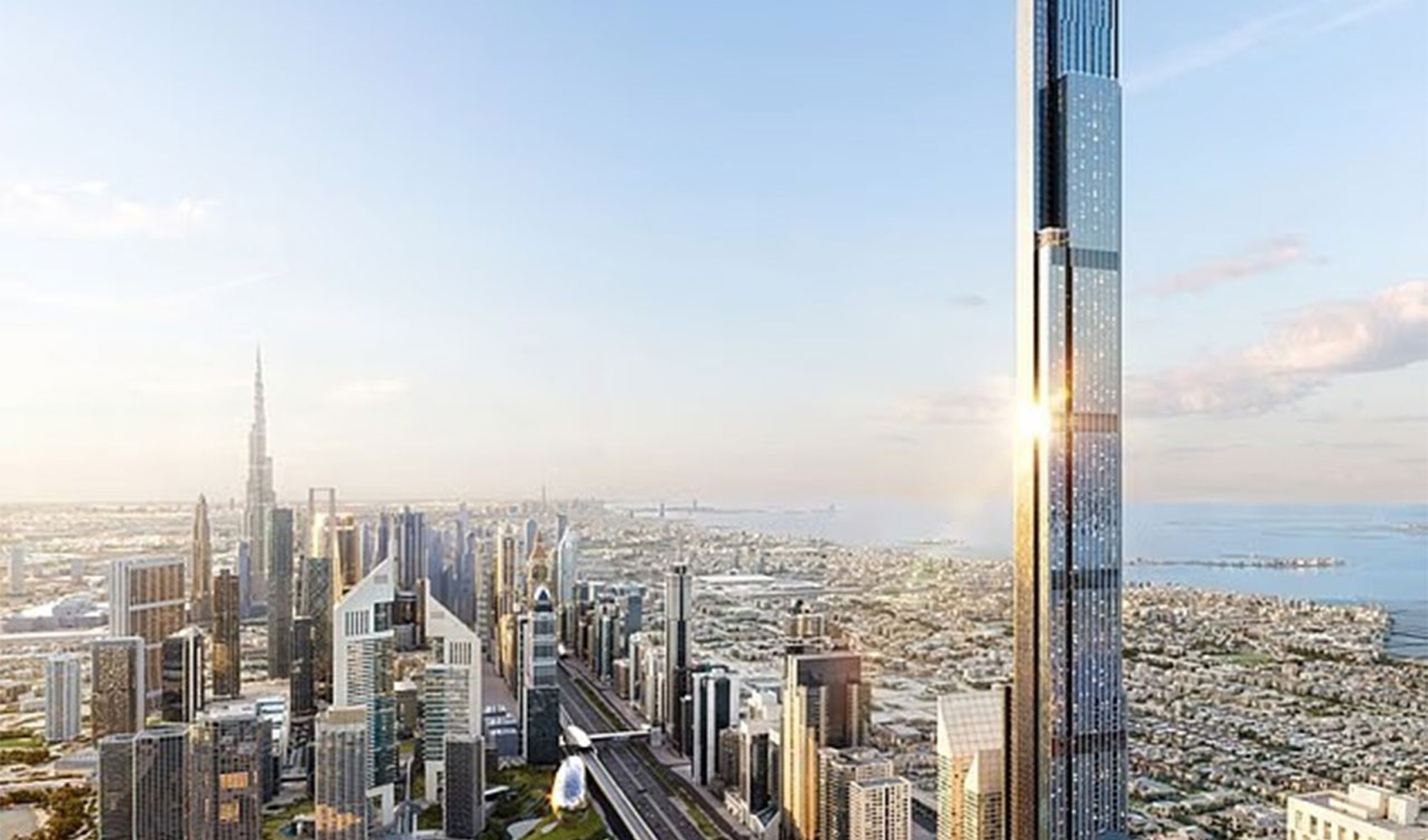 631 Meter langes, unterbrechungsfreies Aufzugsystem für den 725 Meter hohen Burj Azizi in Dubai in Entwicklung