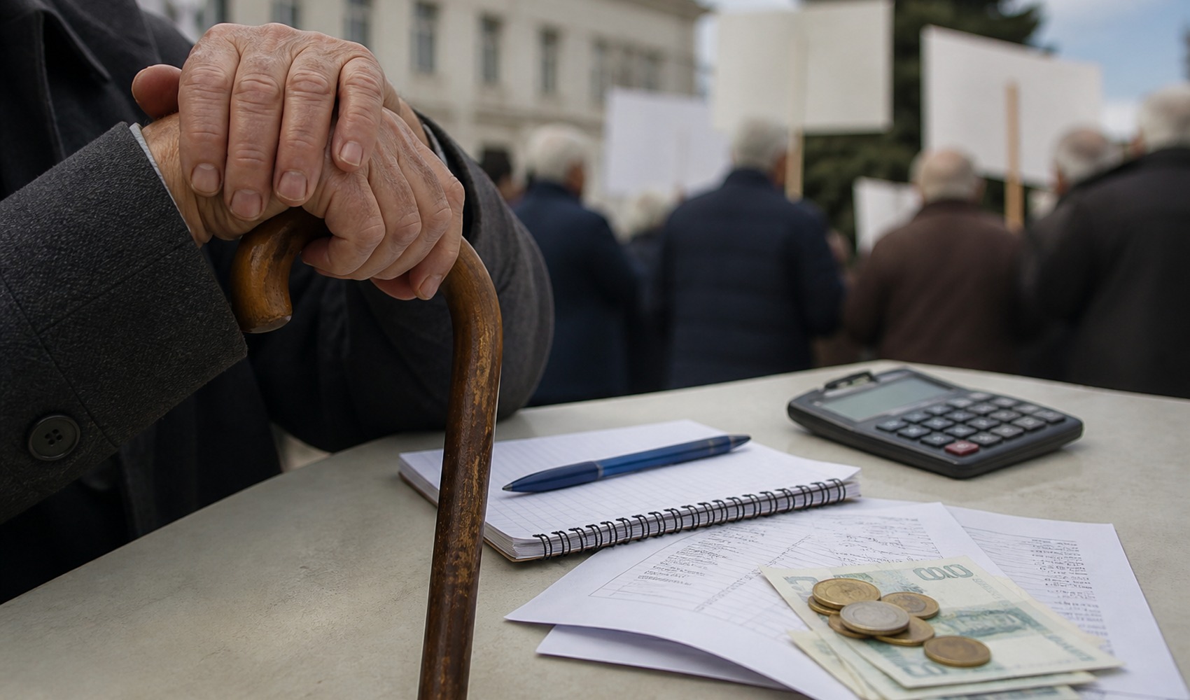 Pensionati a Eskişehir chiedono aumenti davanti all'SGK: un 92enne partecipa alla protesta con il suo bastone