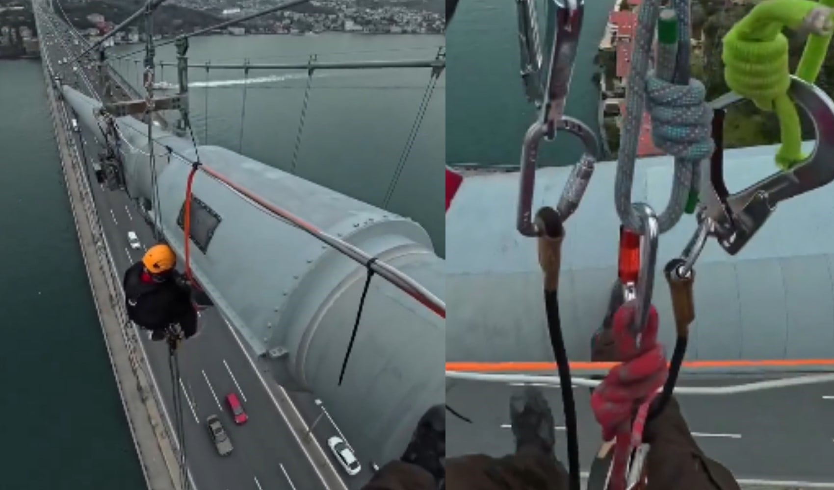 Köprü işçisinden dikkat çeken İstanbul görüntüsü