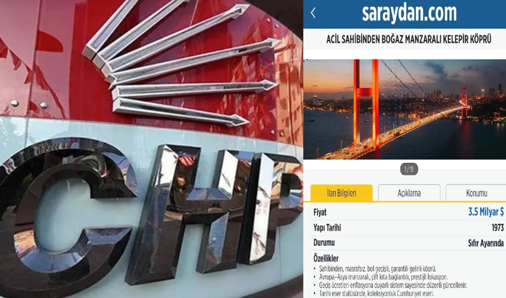 AKP'nin köprü özelleştirme iddialarına CHP'den 'satılık ilanlı' protesto: Masrafsız, bol gelirli köprü