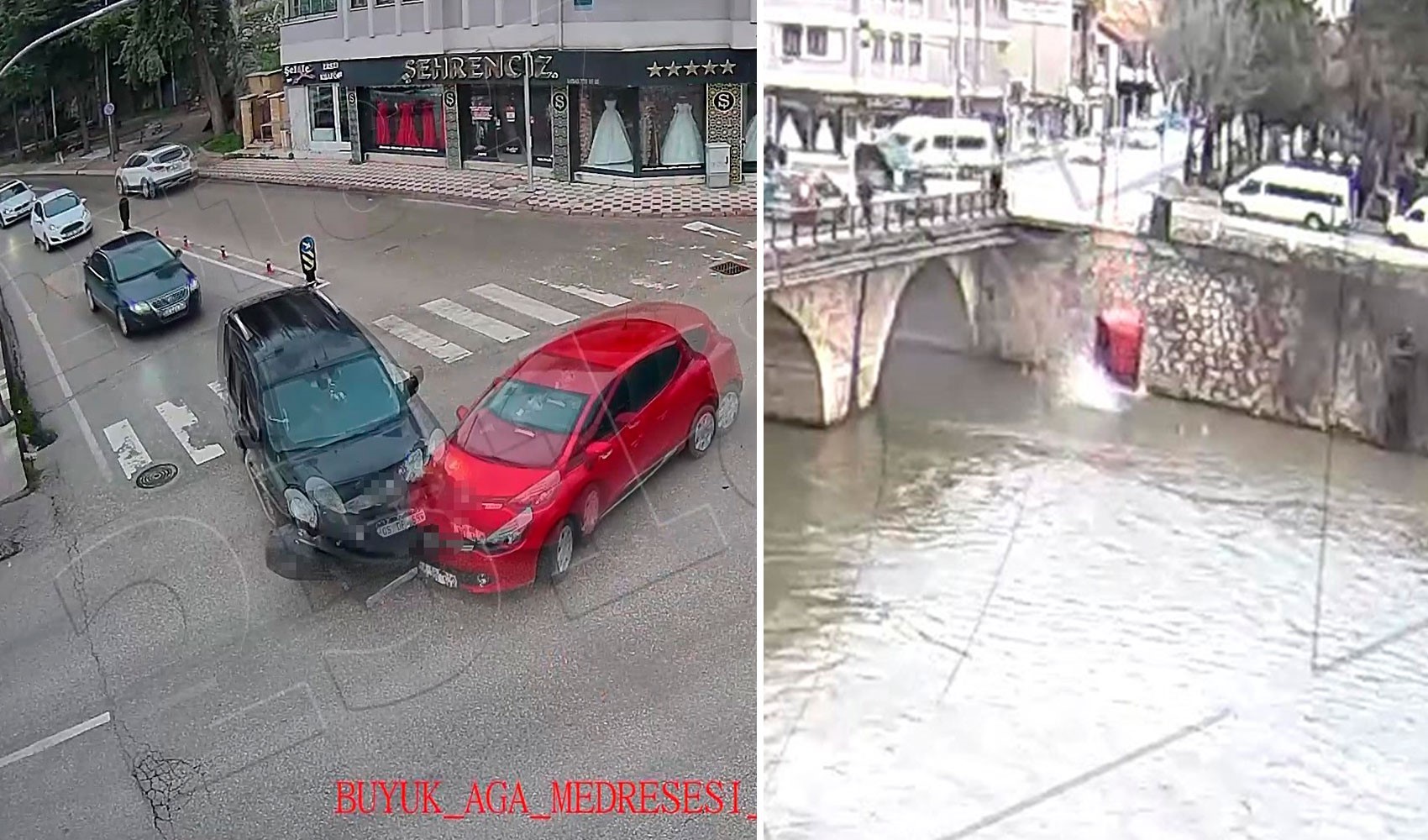 Amasya'daki kazada otomobil Yeşilırmak Nehri'ne uçtu: O anlar kamerada