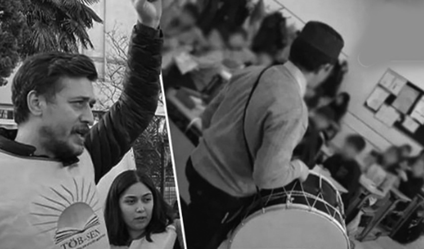 Ders işlerken sınıfa giren davulcuya tepki gösterdi: Öğretmen hedef haline getirildi
