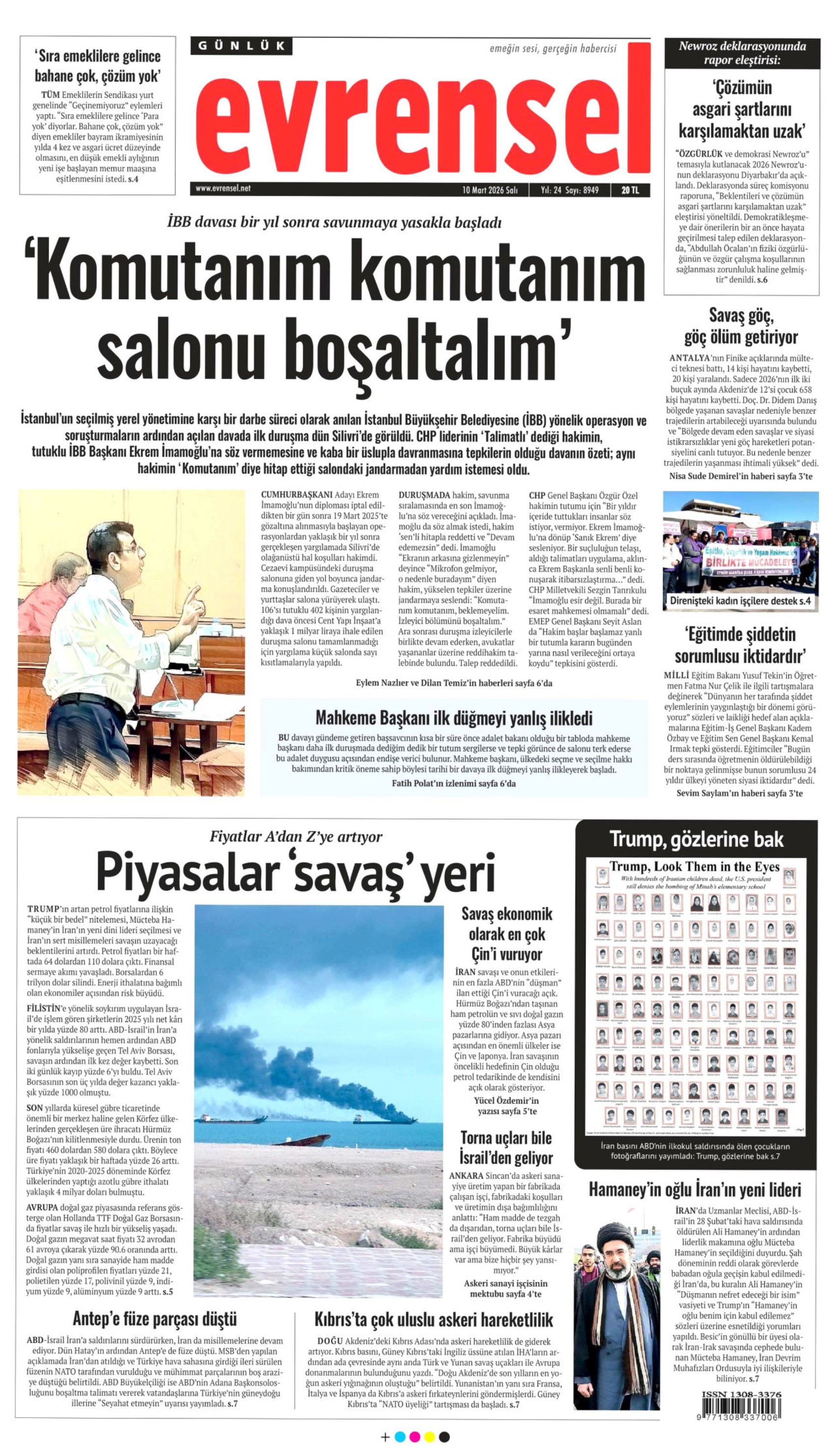 İmamoğlu ve hakim tartışmıştı: Gazeteler İBB davasının ilk gününü nasıl gördü? (10 Mart 2026 gazete manşetleri)