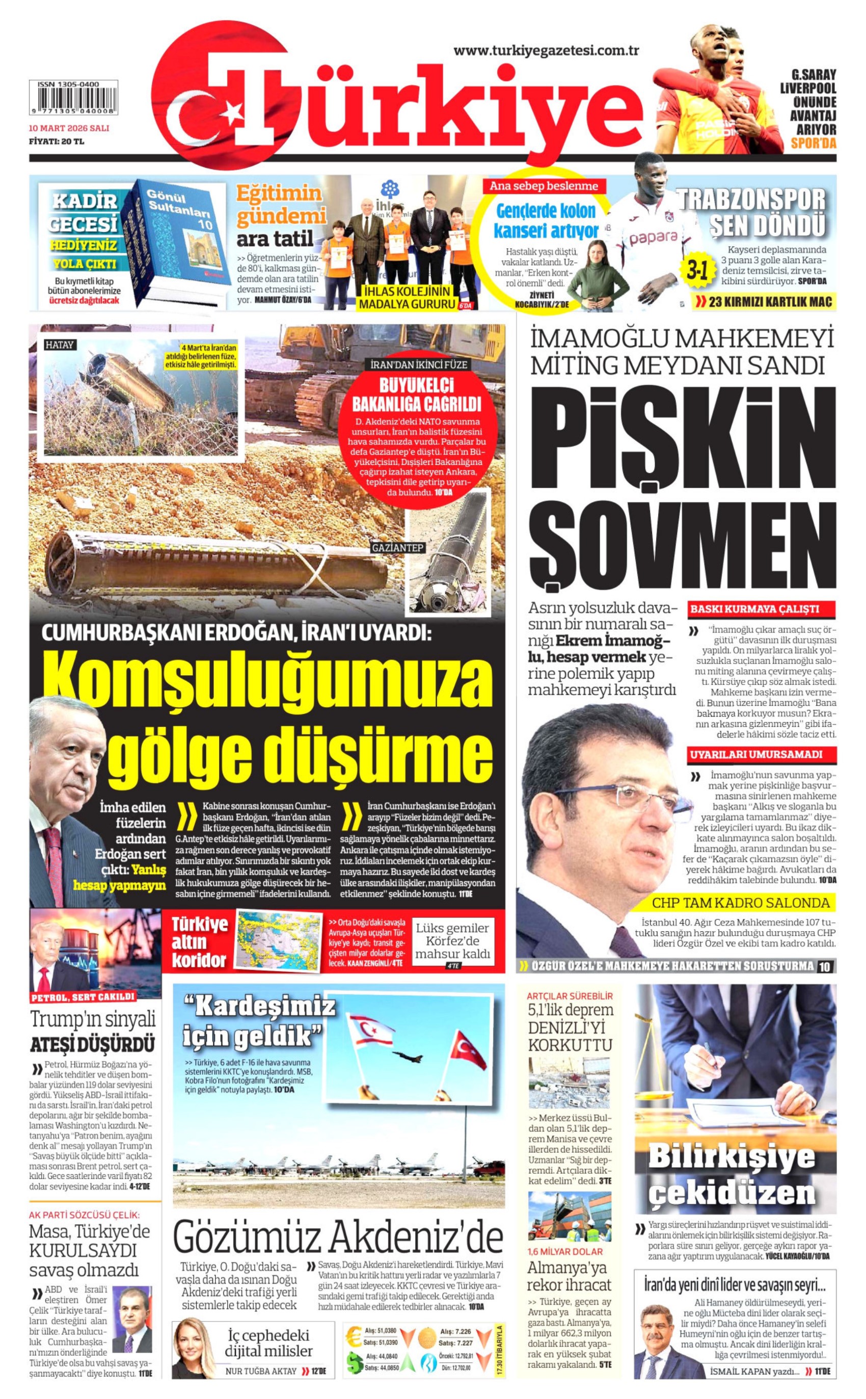 İmamoğlu ve hakim tartışmıştı: Gazeteler İBB davasının ilk gününü nasıl gördü? (10 Mart 2026 gazete manşetleri)
