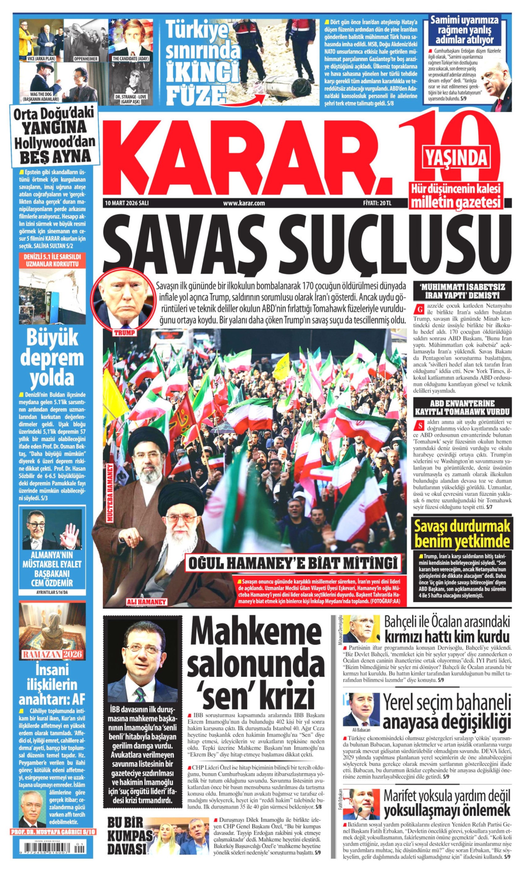 İmamoğlu ve hakim tartışmıştı: Gazeteler İBB davasının ilk gününü nasıl gördü? (10 Mart 2026 gazete manşetleri)