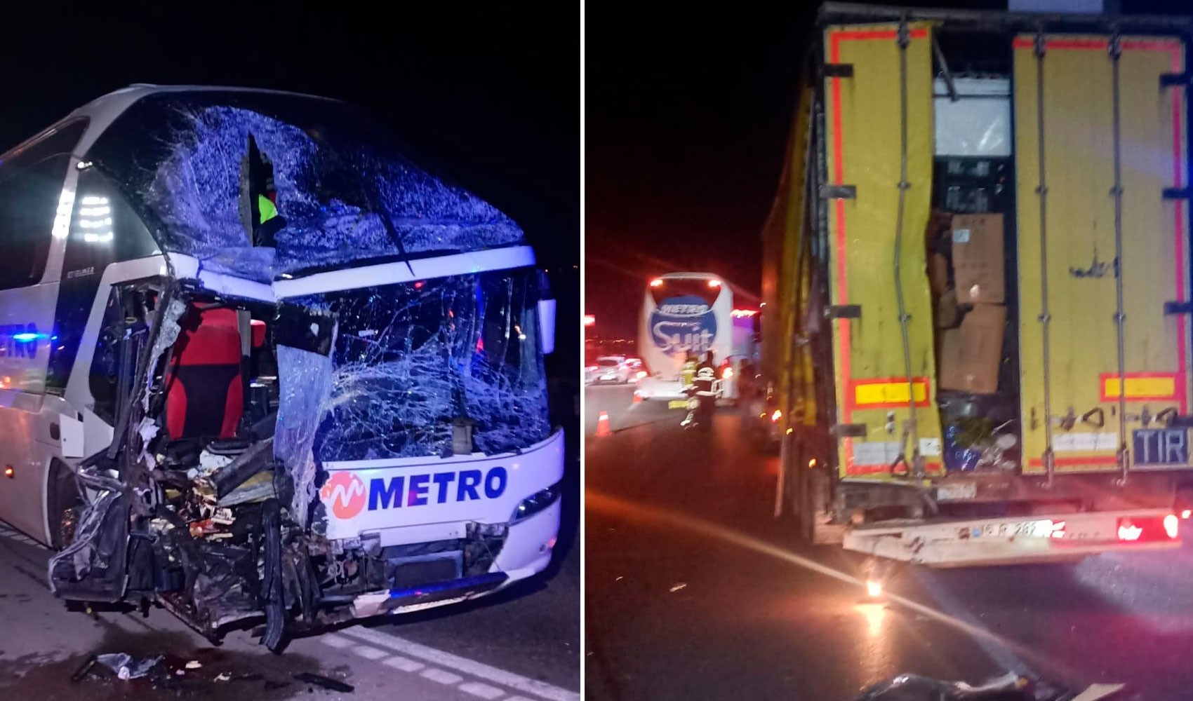 Amasya’da otobüs ile tır çarpıştı