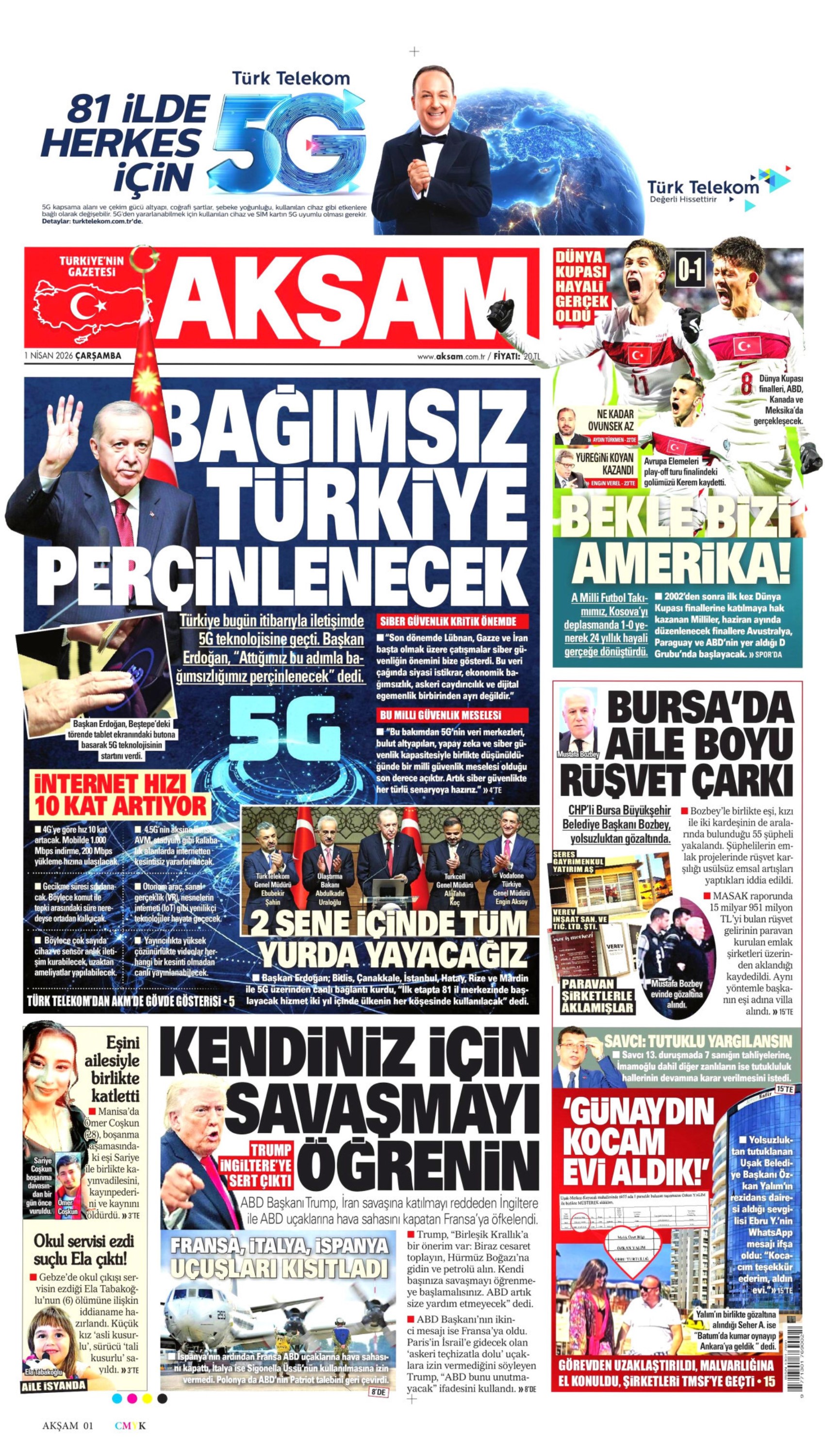 24 yıl sonra Dünya Kupası'na gidiyoruz! Gazeteler Türkiye'nin Kosova zaferini nasıl gördü? (1 Nisan 2026 gazete manşetleri)
