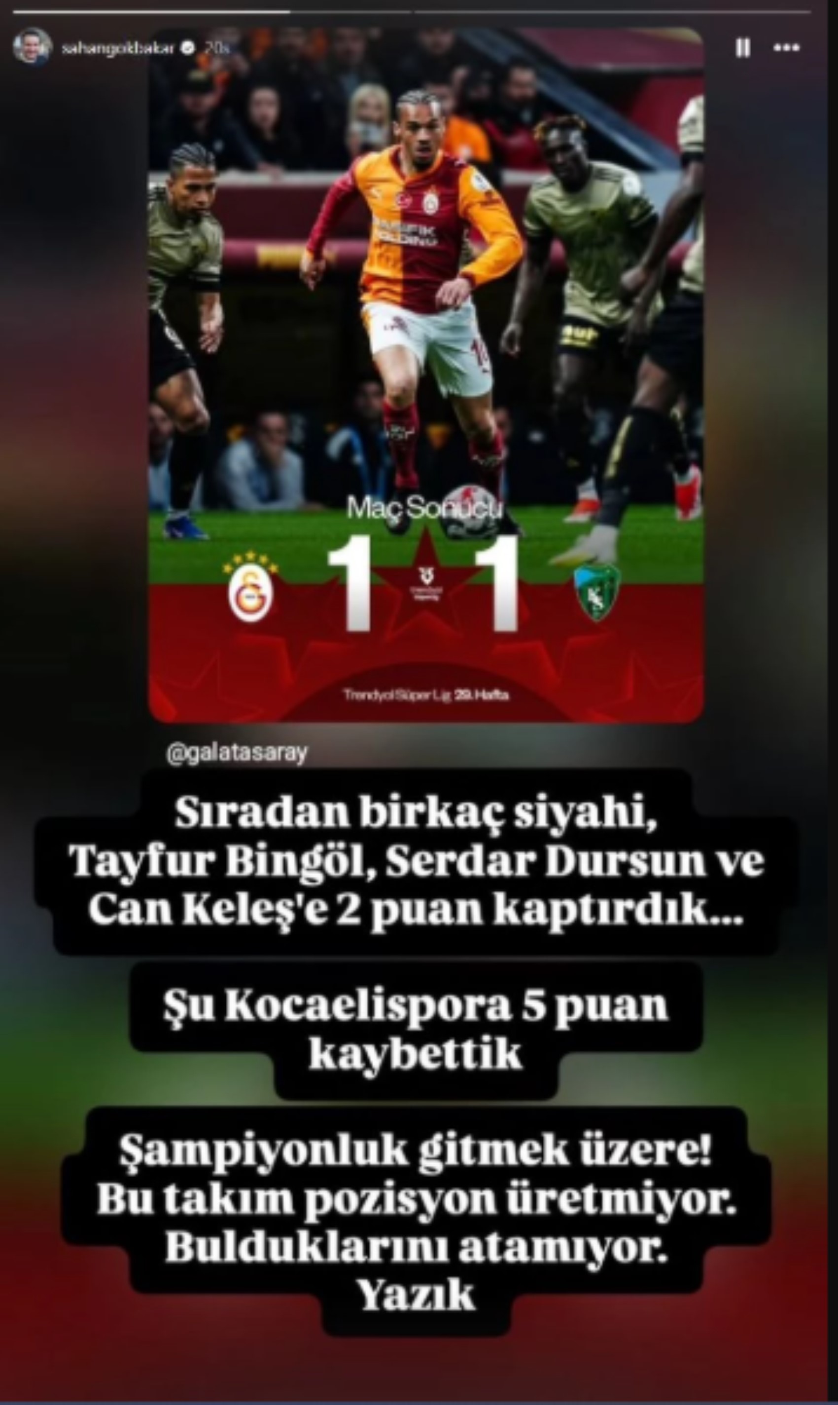 Kocaelispor'dan Şahan Gökbakar'a 'Haddini aşma' uyarısı