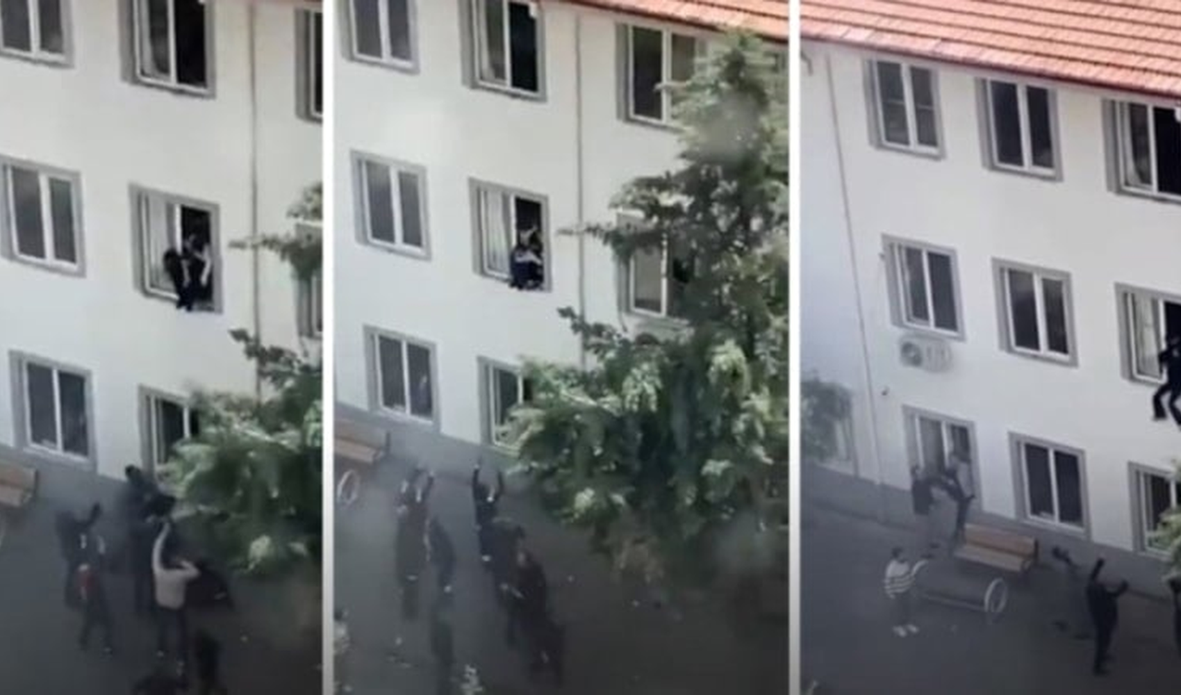 Öğrencilerin kurtulmak için camdan atladığı görüntüler ortaya çıktı