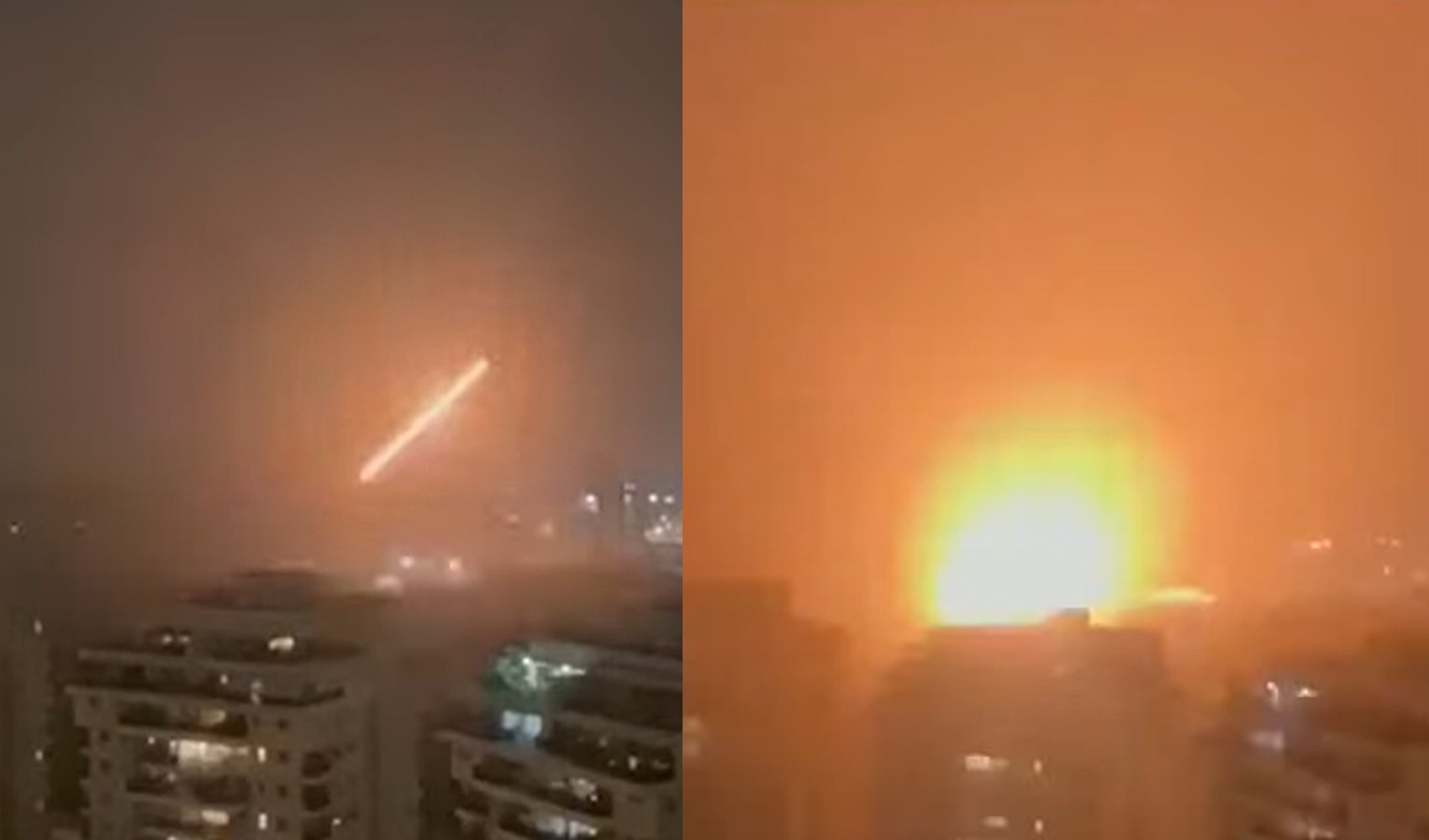 İran'dan fırlatılan balistik füzenin İsrail'e düştüğü anlar kameralara yansıdı