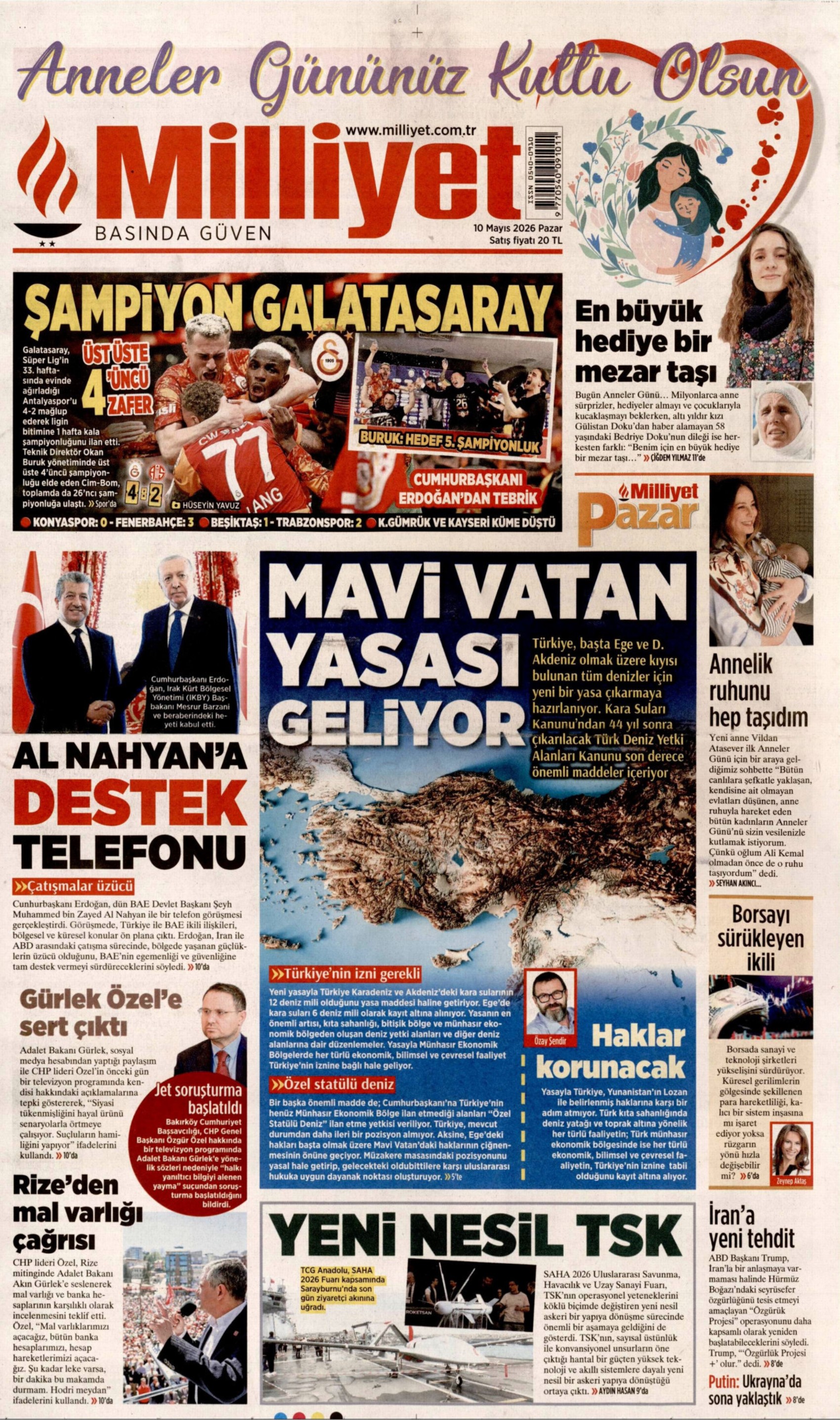 Gazeteler Galatasaray'ın 26. şampiyonluğunu nasıl gördü? (10 Mayıs 2026 gazete manşetleri)