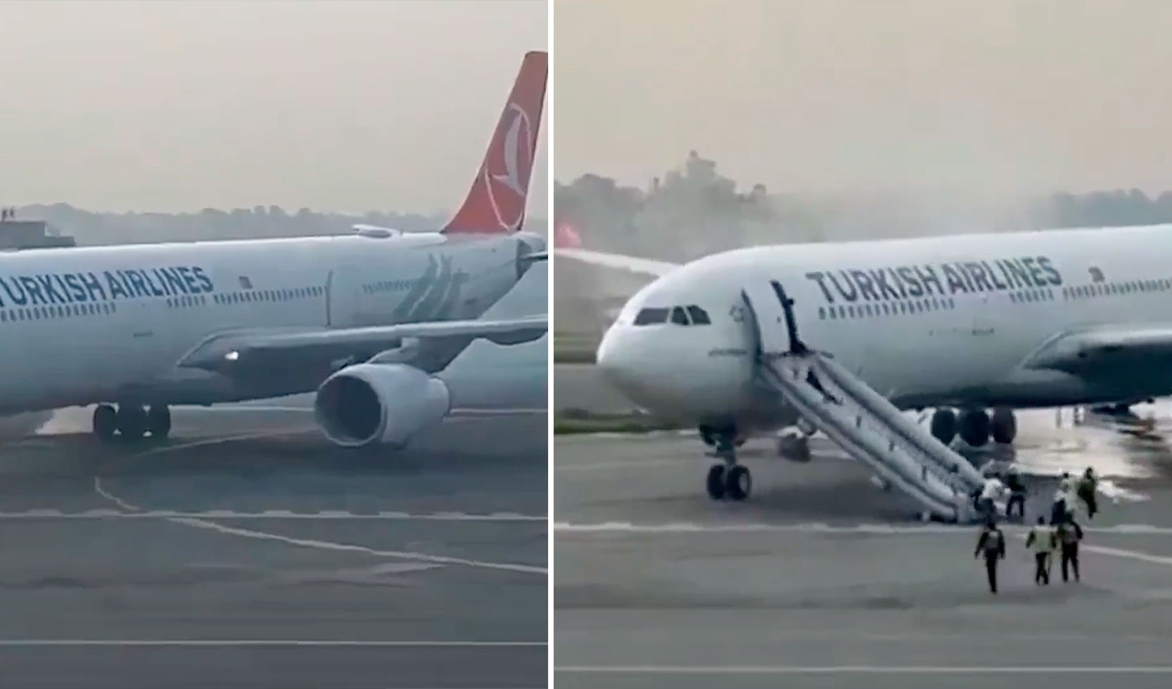 THY uçağında dumanlar yükseldi, yolcular tahliye edildi