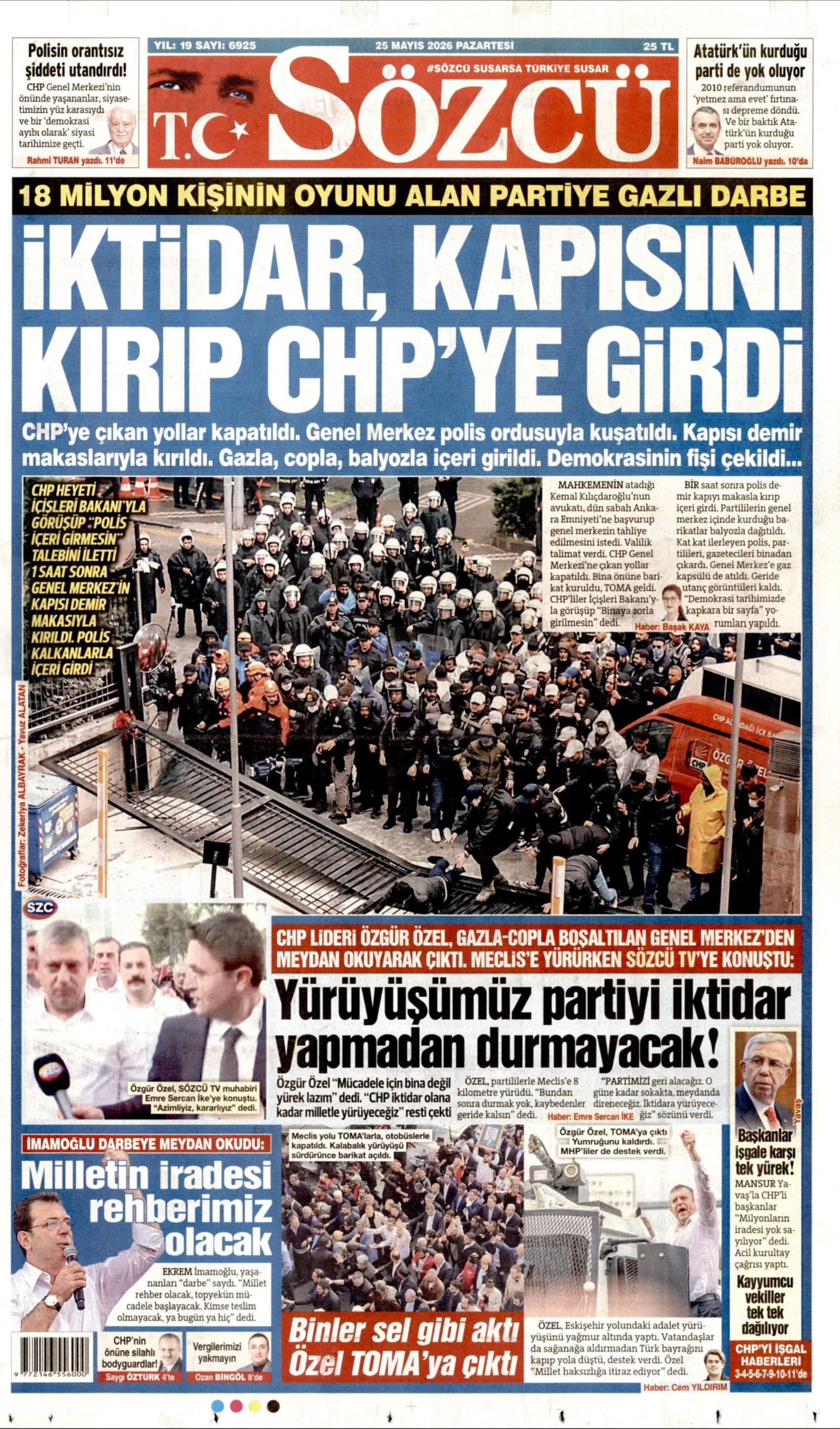 Gazeteler CHP Genel Merkezi'ne yapılan polis müdahalesini nasıl gördü?