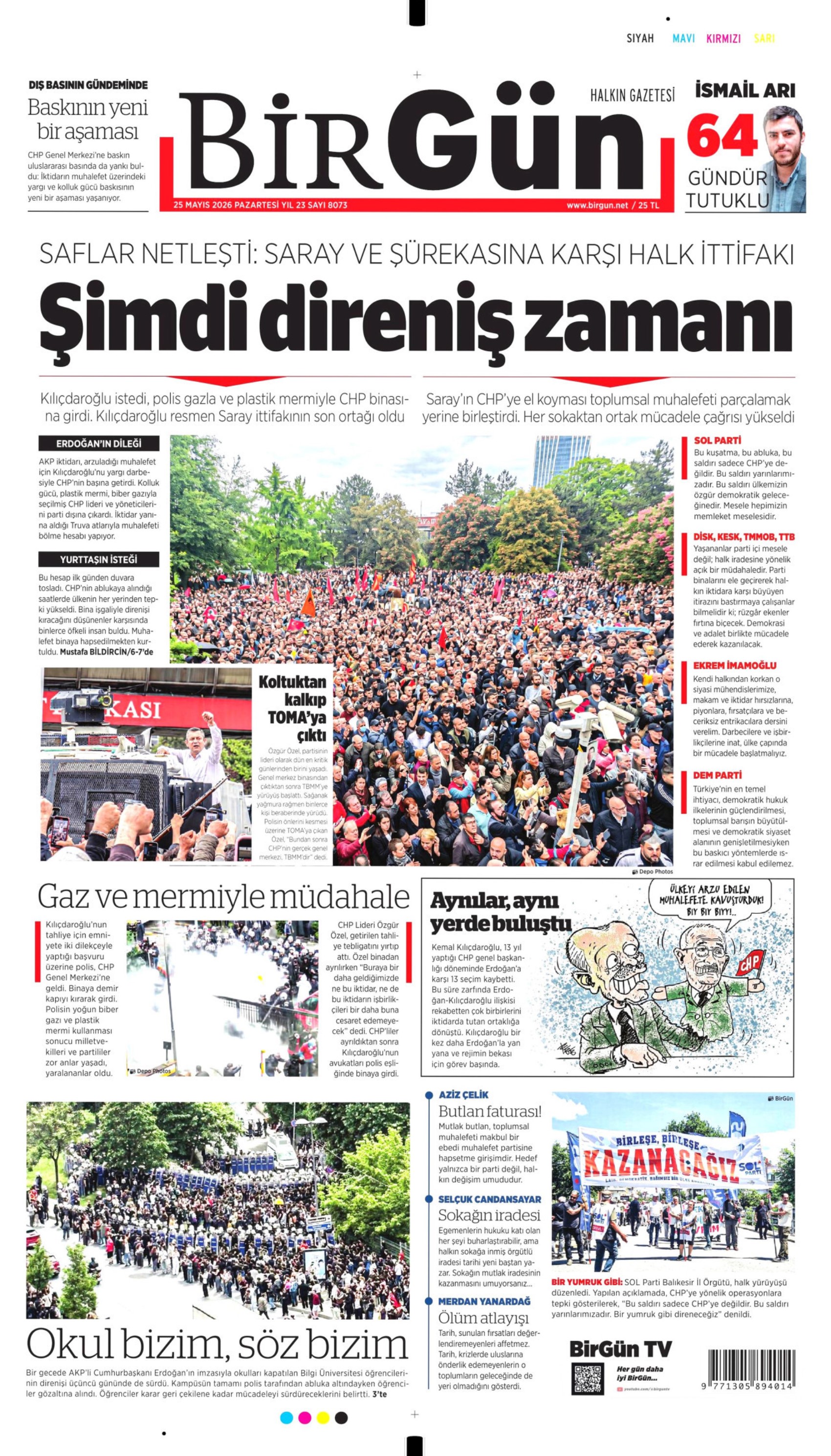 Gazeteler CHP Genel Merkezi'ne yapılan polis müdahalesini nasıl gördü?