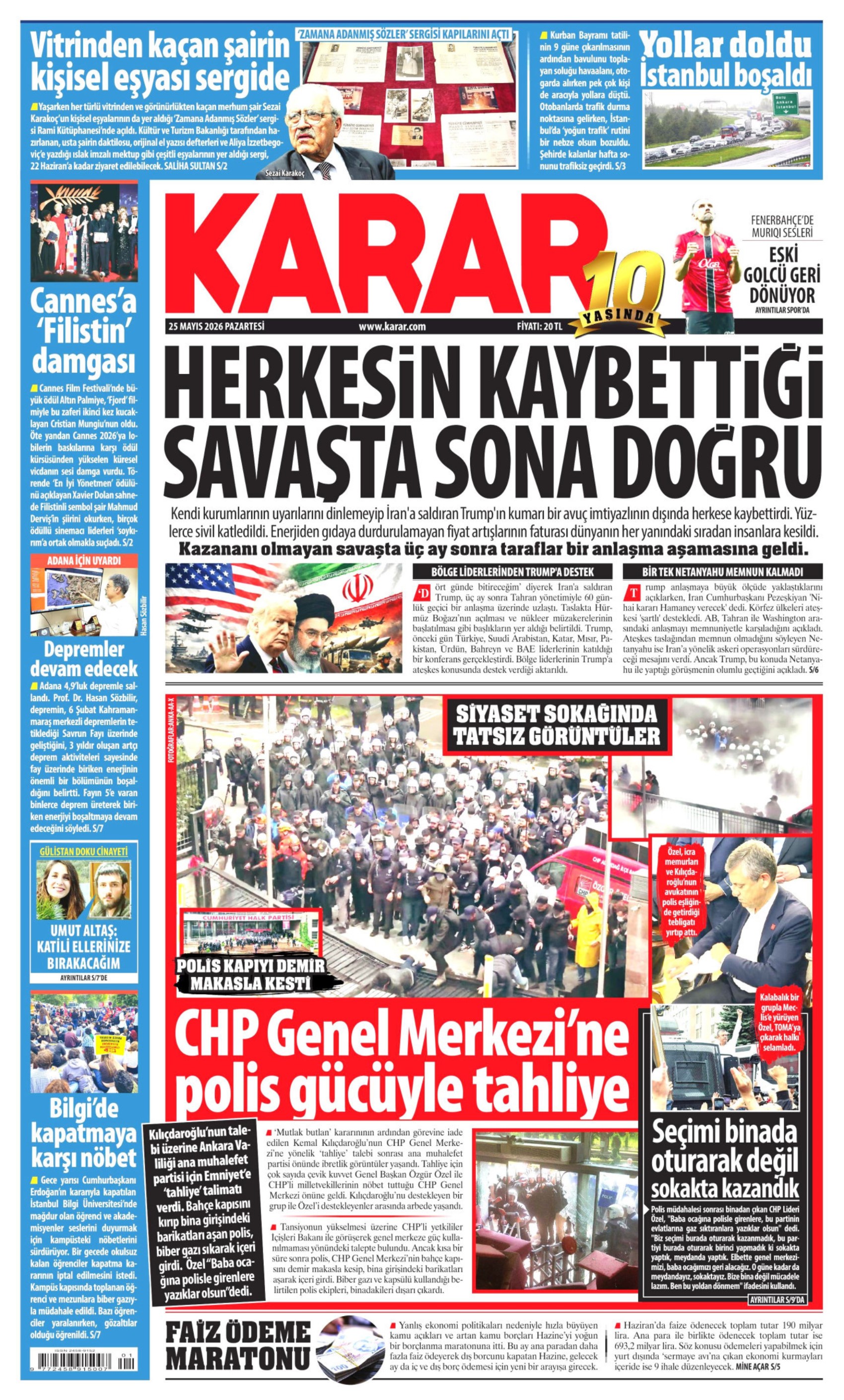 Gazeteler CHP Genel Merkezi'ne yapılan polis müdahalesini nasıl gördü?