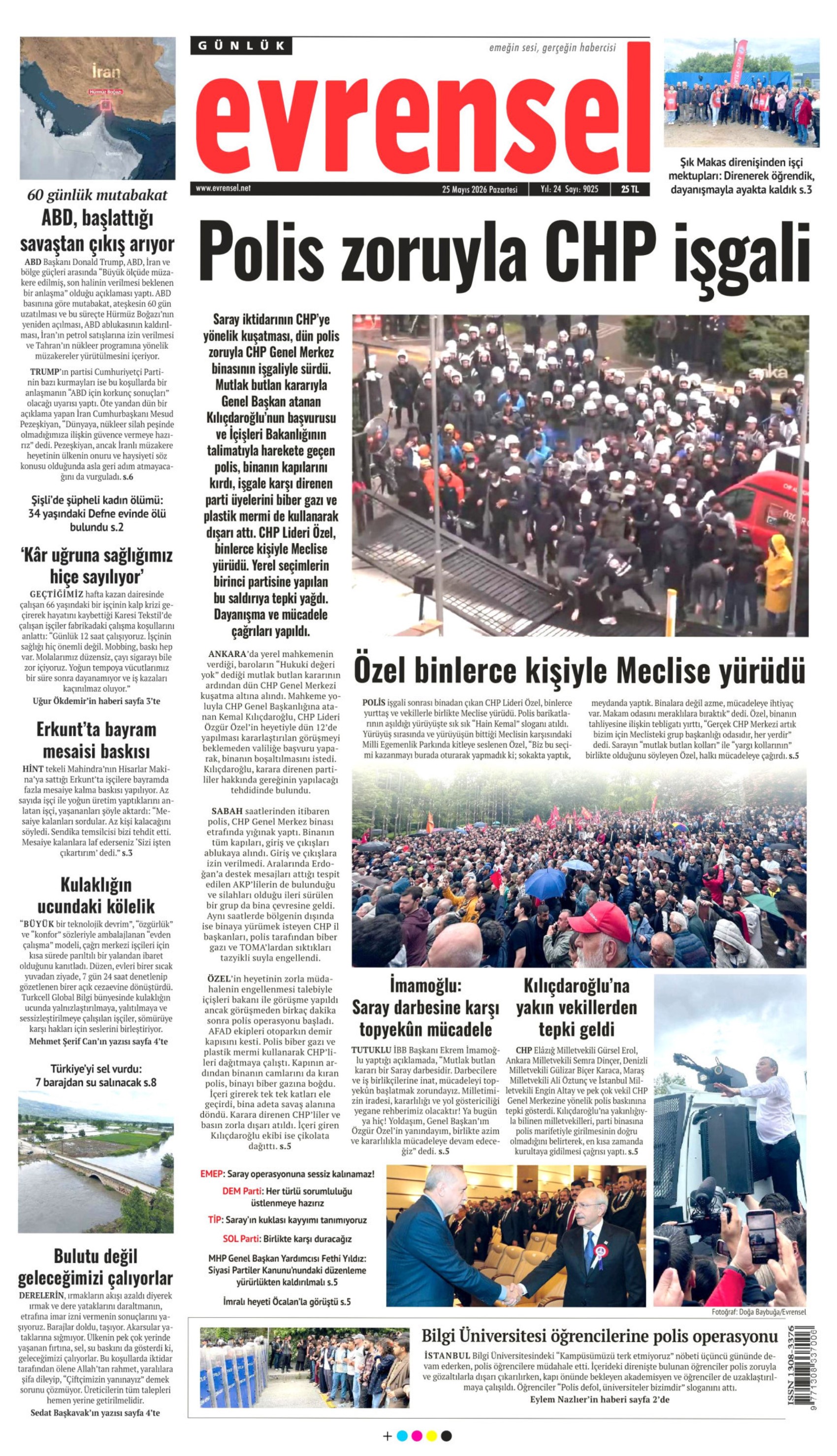 Gazeteler CHP Genel Merkezi'ne yapılan polis müdahalesini nasıl gördü?
