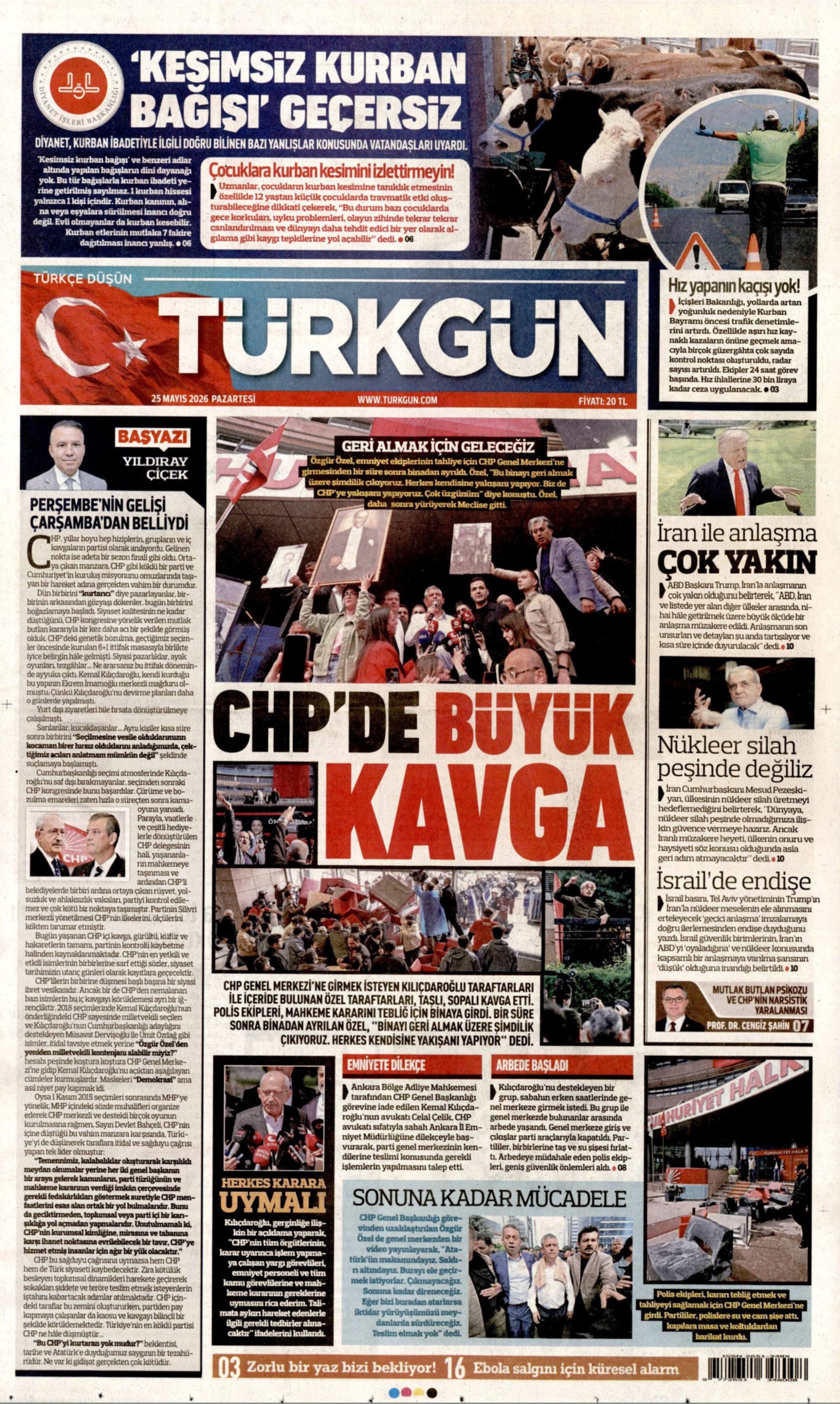 Gazeteler CHP Genel Merkezi'ne yapılan polis müdahalesini nasıl gördü?