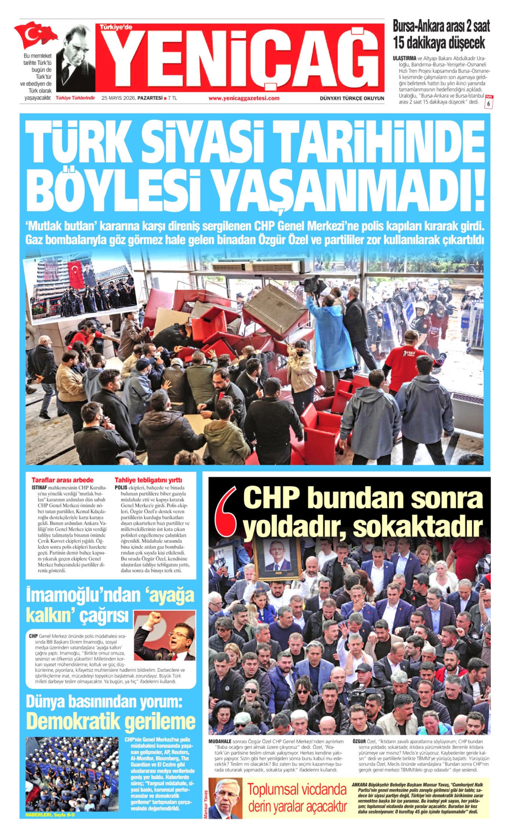 Gazeteler CHP Genel Merkezi'ne yapılan polis müdahalesini nasıl gördü?