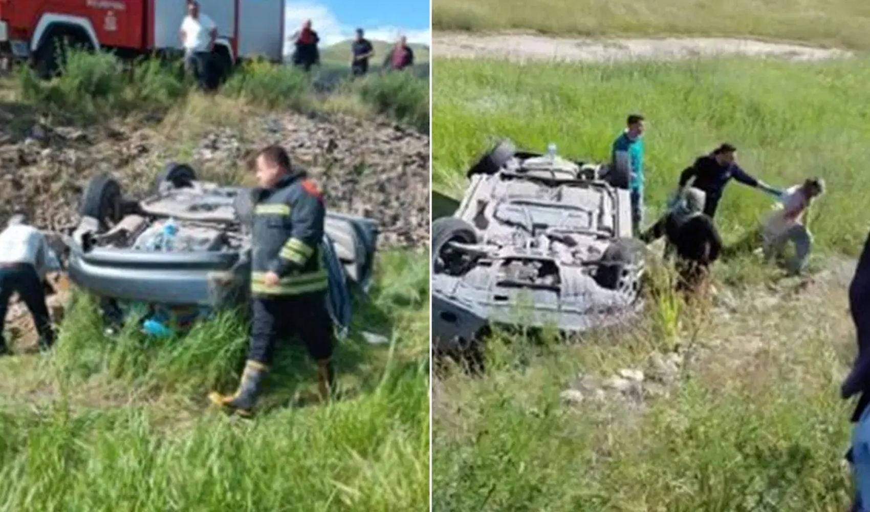 Otomobil şarampole devrildi: Dört kişi yaralandı