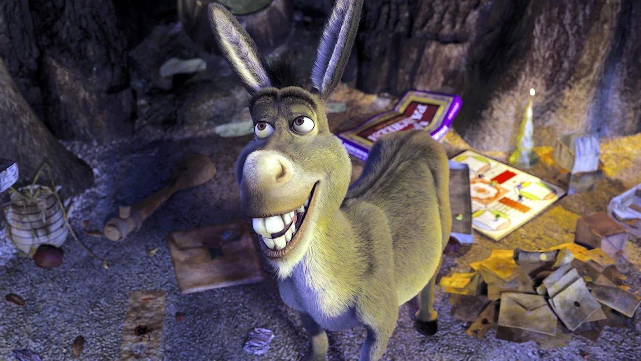 Shrek serisindeki Eşek karakterinin animasyon filminden bir sahnesi.