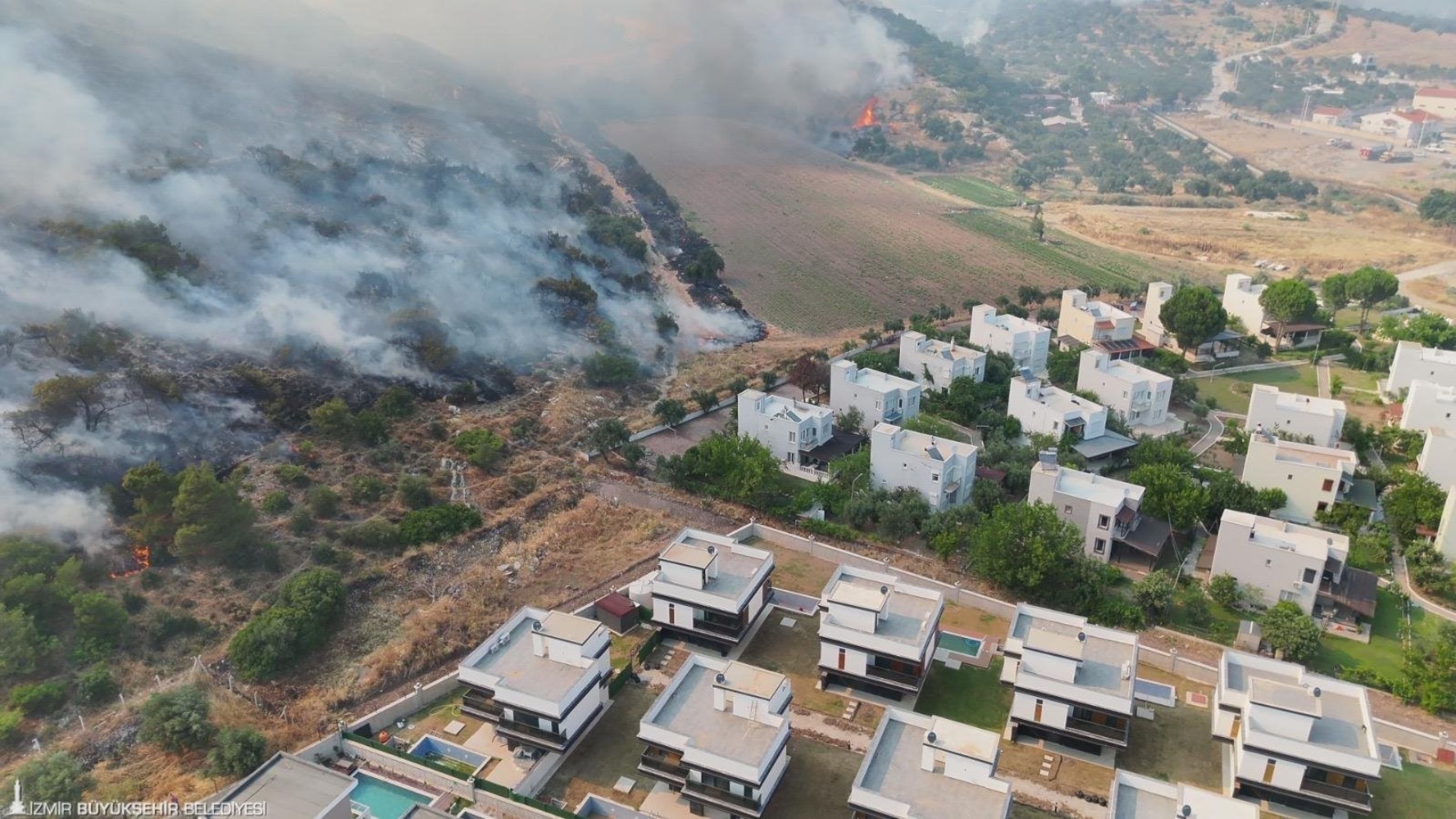 İzmir'de makilik alandaki yangın büyük ölçüde kontrol altına alındı: Tarım arazisinde başladı